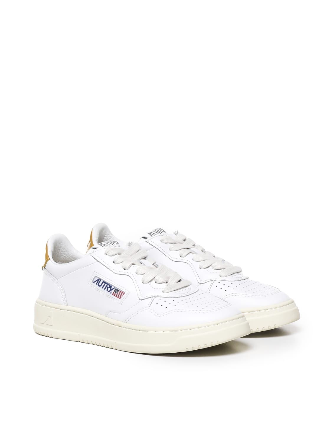 Shop Autry Sneakers Medalist In Cowskin In Wht Hny Ylw