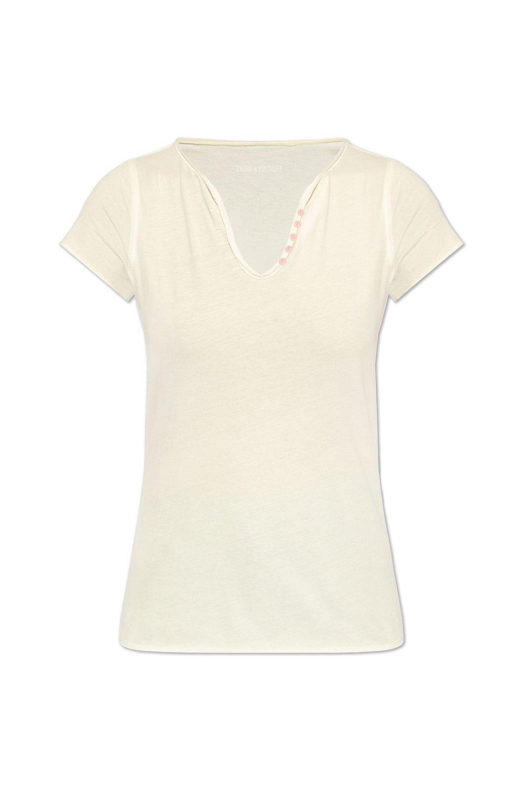 Shop Zadig &amp; Voltaire Logo Printed U-neck T-shirt In White