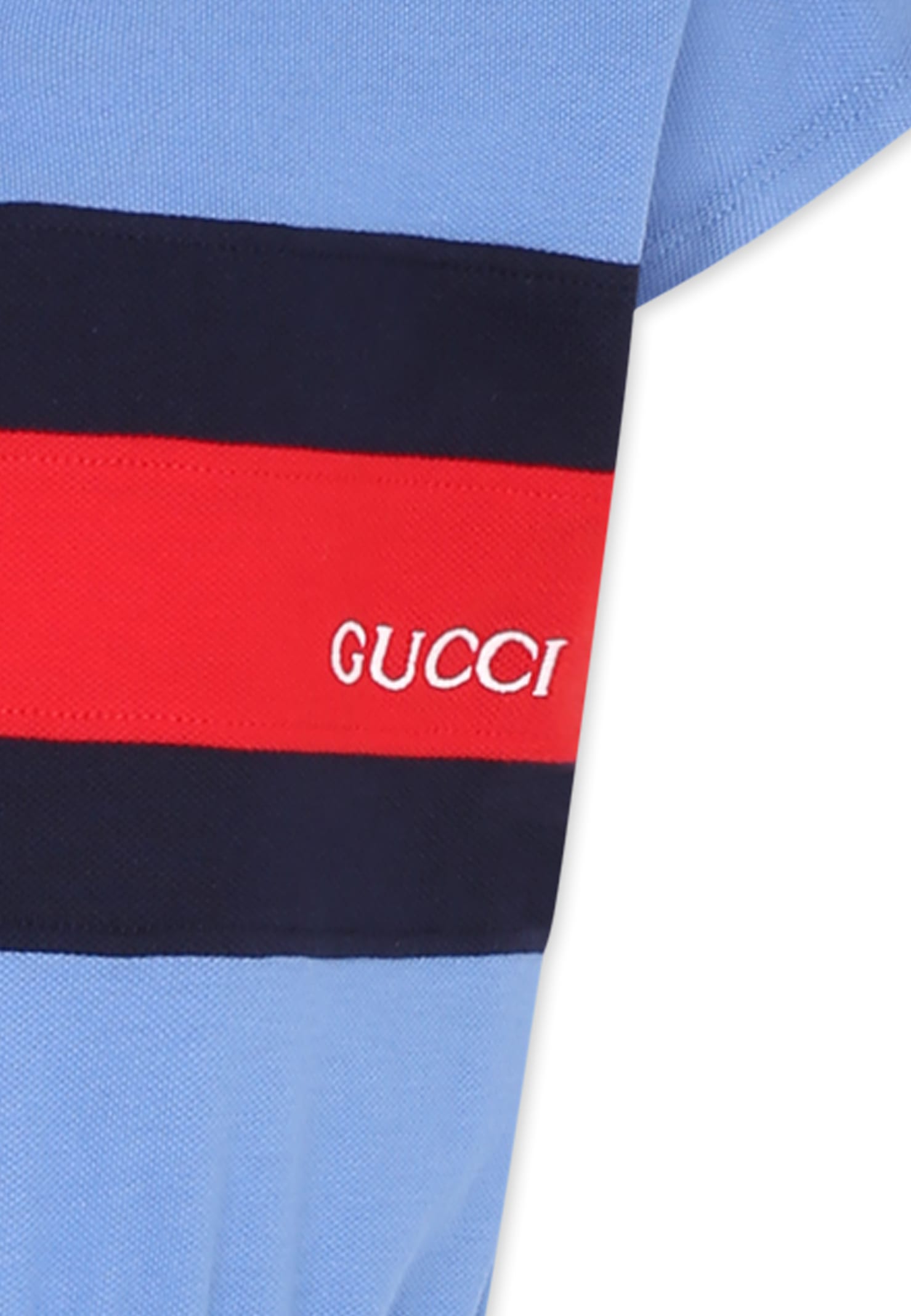 Gucci Cotton Dress With Web In Light Blue