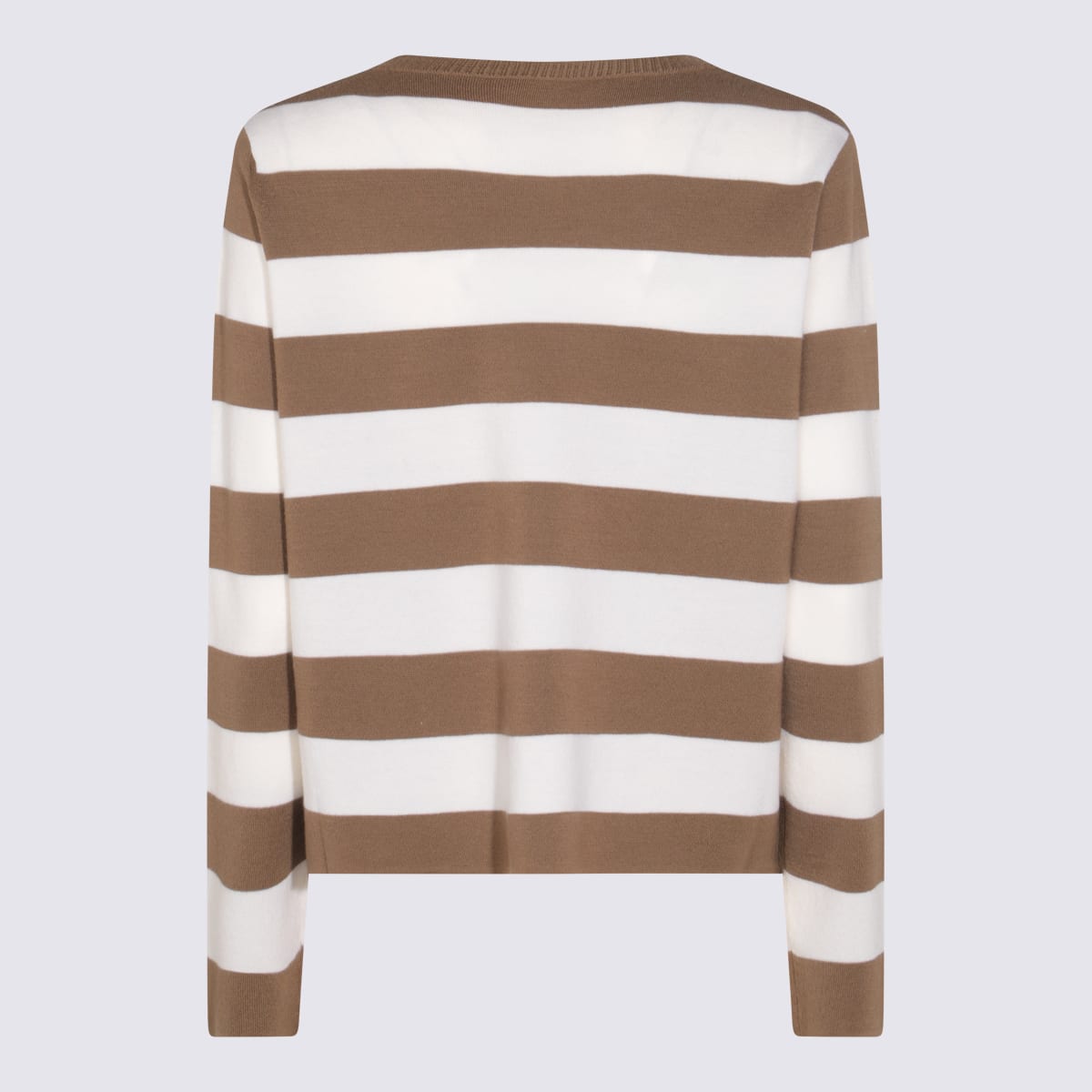 Max Mara White And Beige Wool Knitwear In Multi
