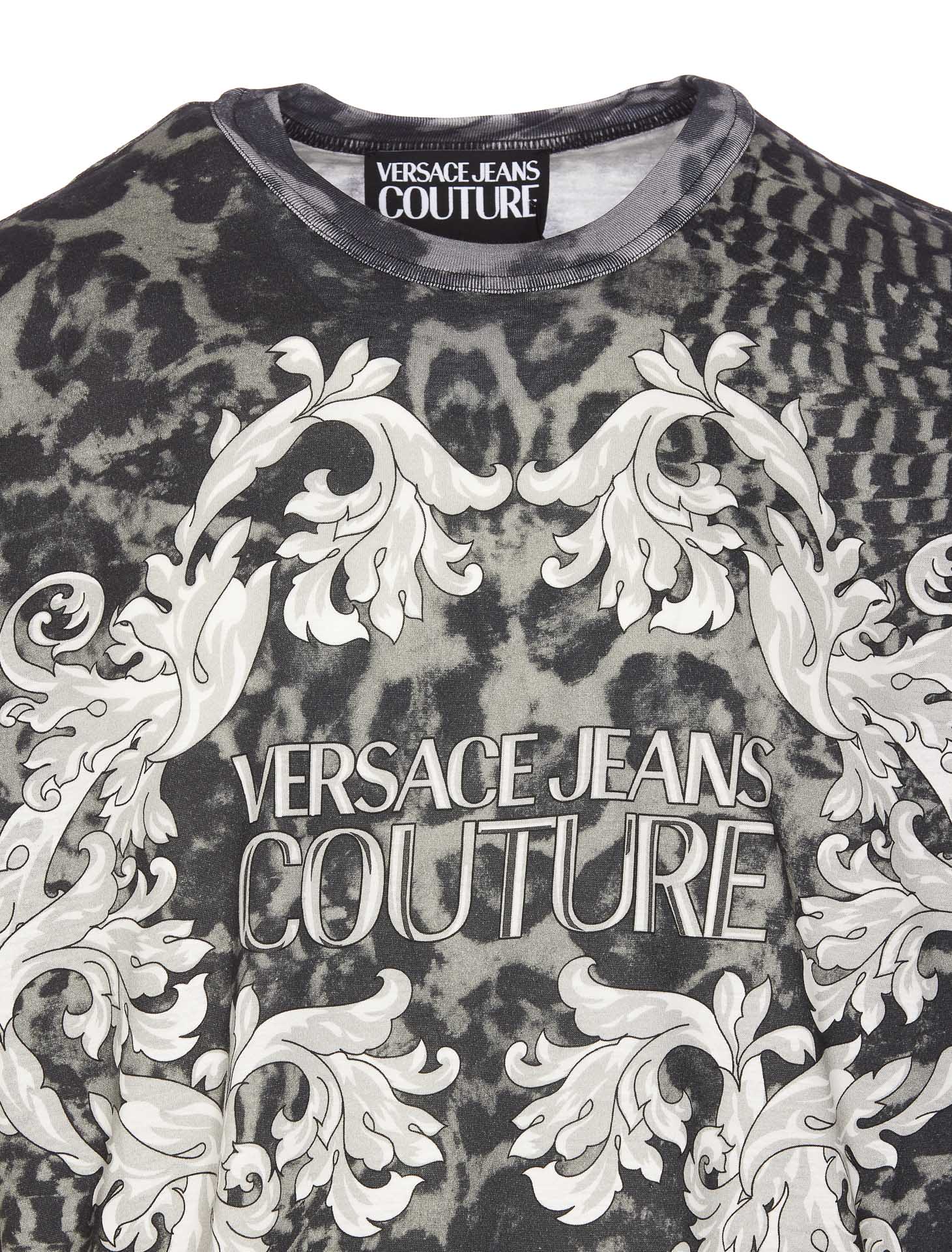 Shop Versace Jeans Couture Baroque Animalier T-shirt In Grey