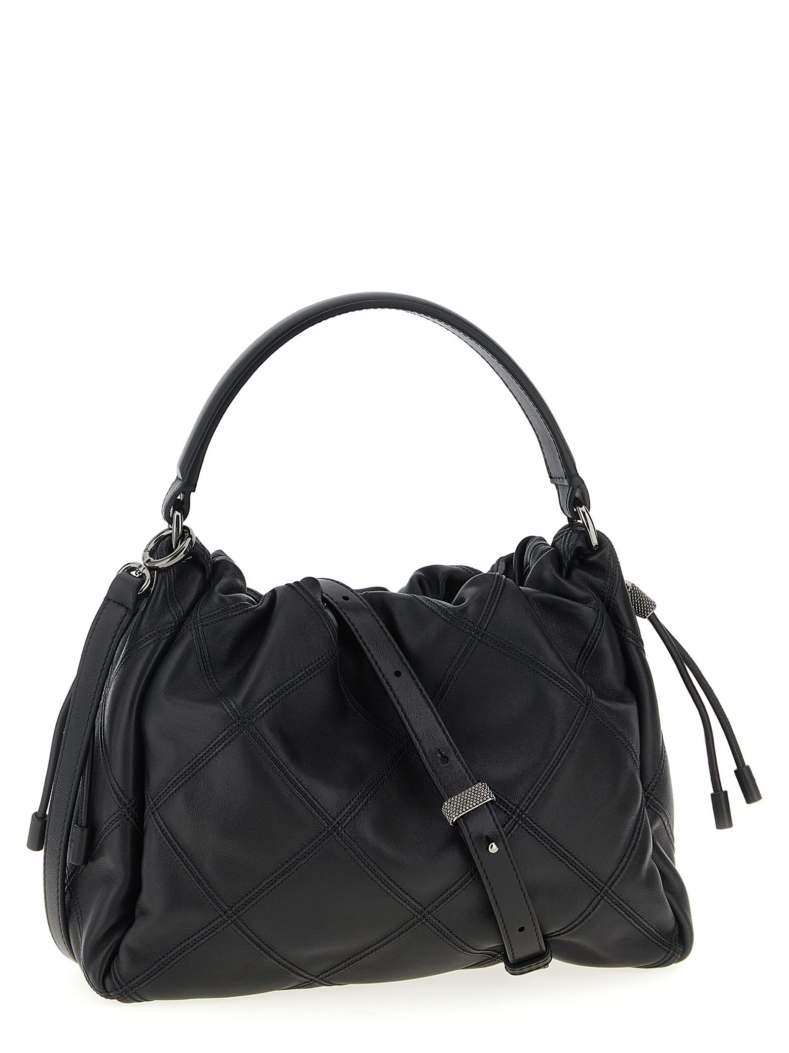 Brunello Cucinelli Bucket Mellow Small Handbag In Black