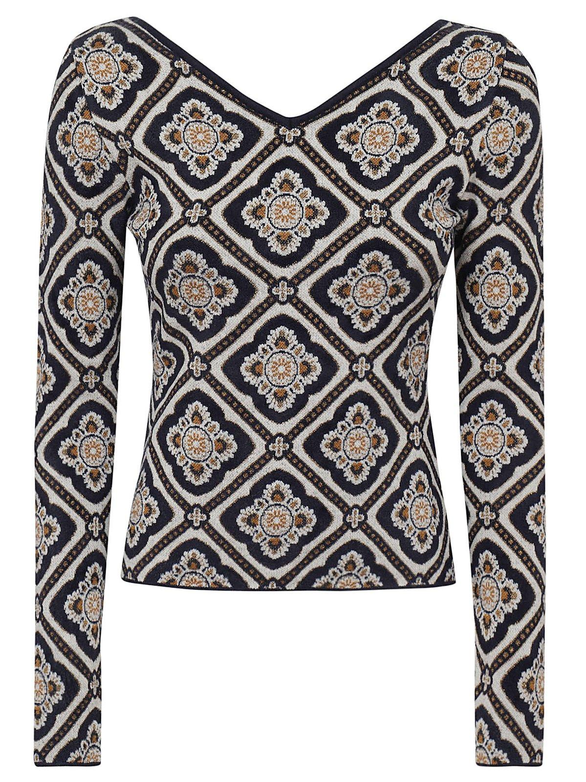 Shop Etro Floral-jacquard Knitted Jumper In Blu/multicolour