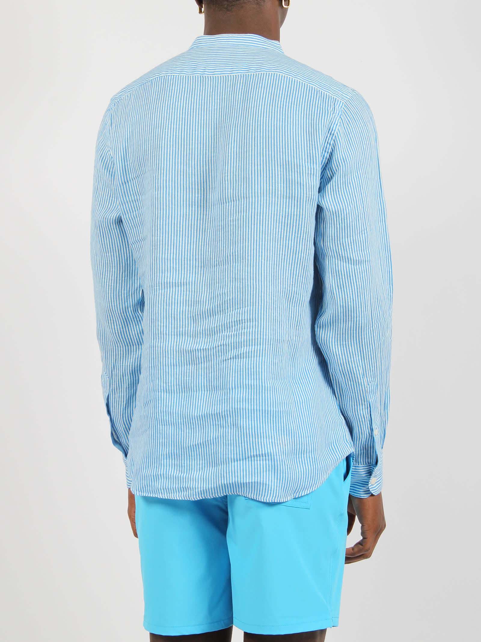 Shop Mc2 Saint Barth Naxos Striped Shirt In Blue