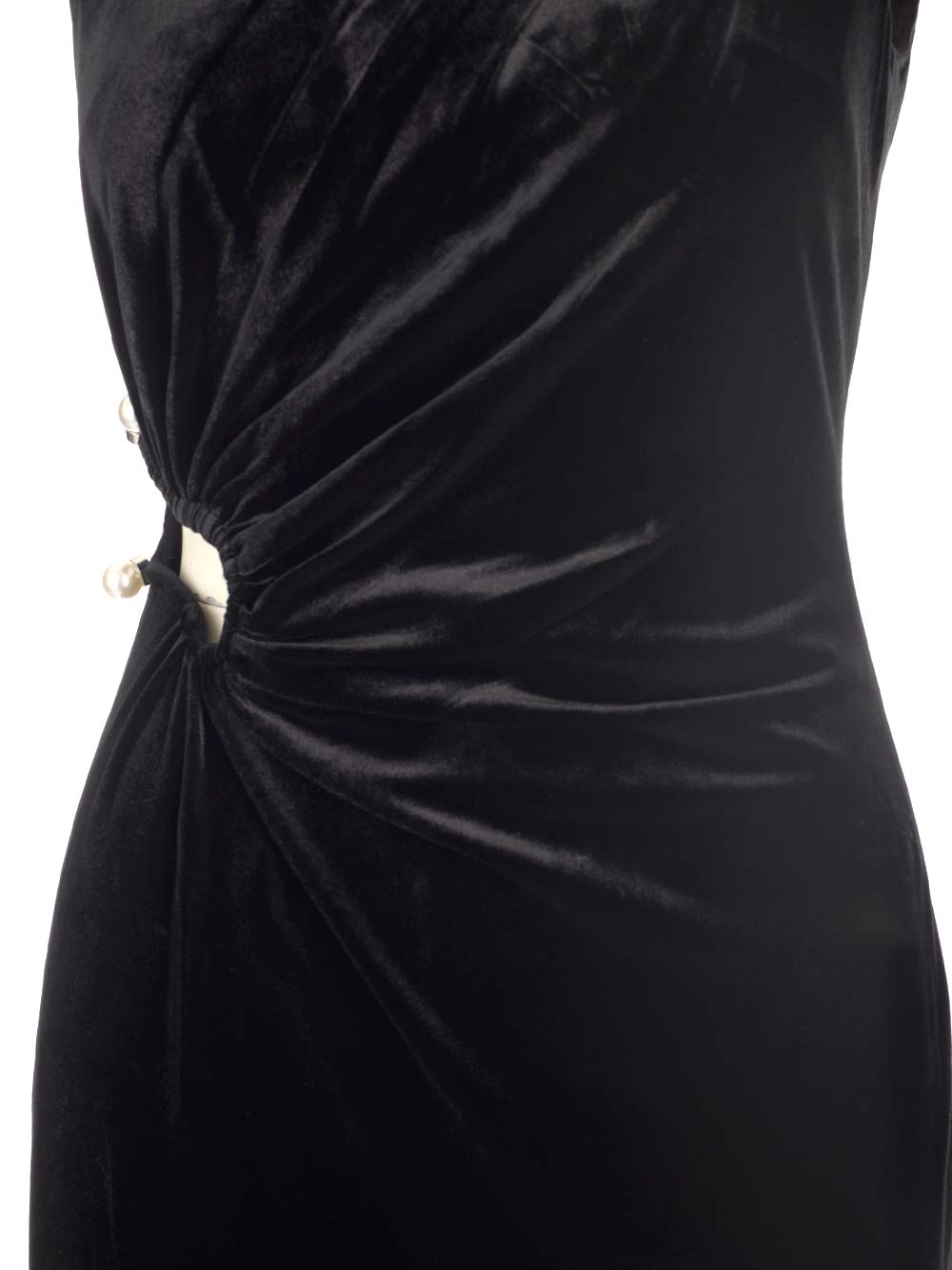 Shop Self-portrait Velvet Long Dress In Nero