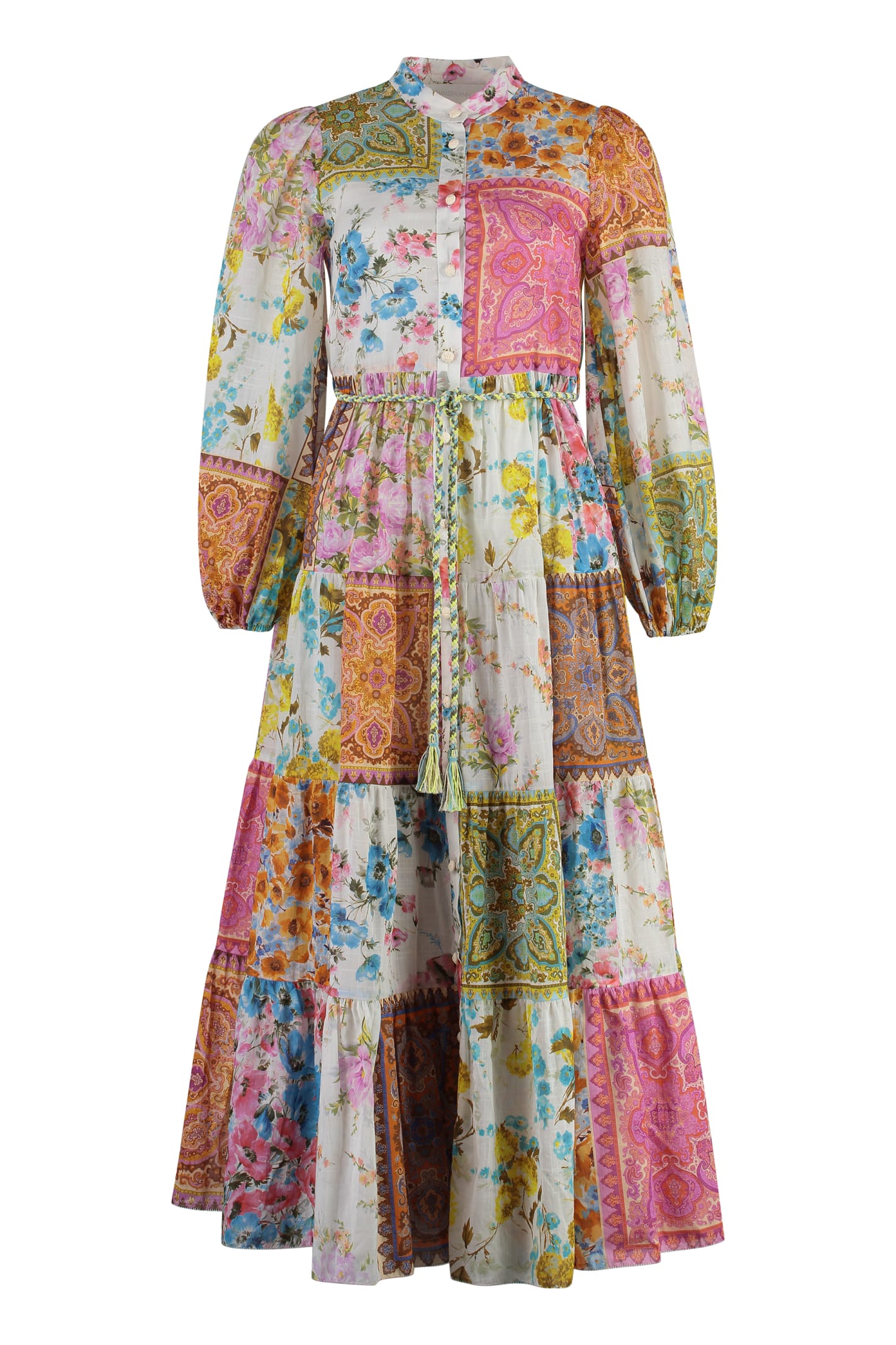 Shop Zimmermann Printed Cotton Dress In Multicolor