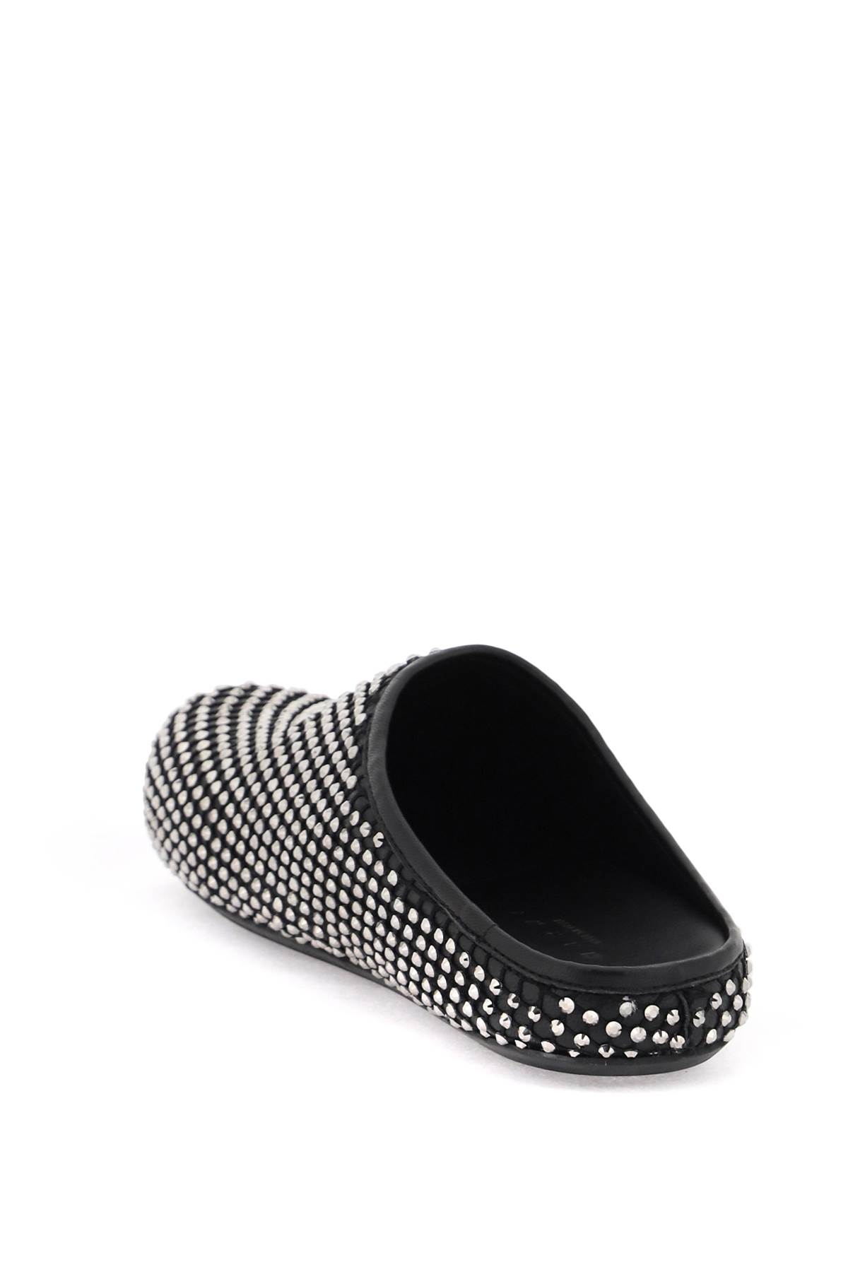 Shop Marni Leather Fussbett Clogs With Rhinestones In Black (black)