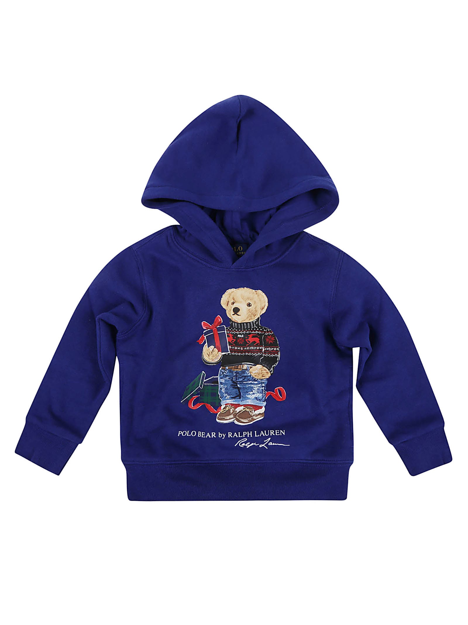 Ralph Lauren Kids' Lspohoodm14-knit Shirts Sweatshirt In Sporting Royal Gift Bear