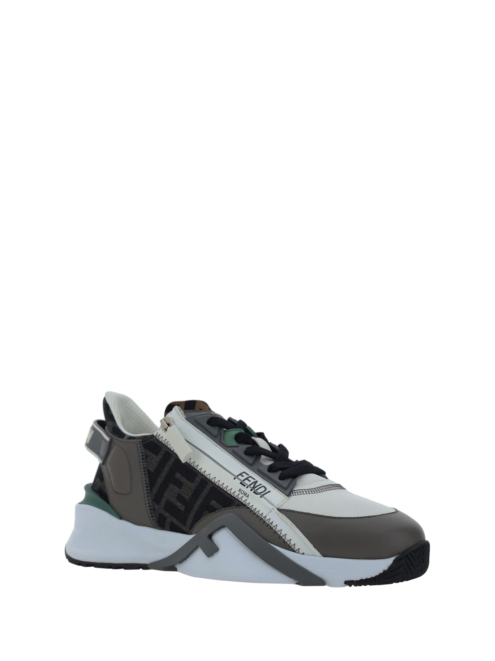 Shop Fendi Flow Running Sneakers In Uwhit+grig.ner+argil