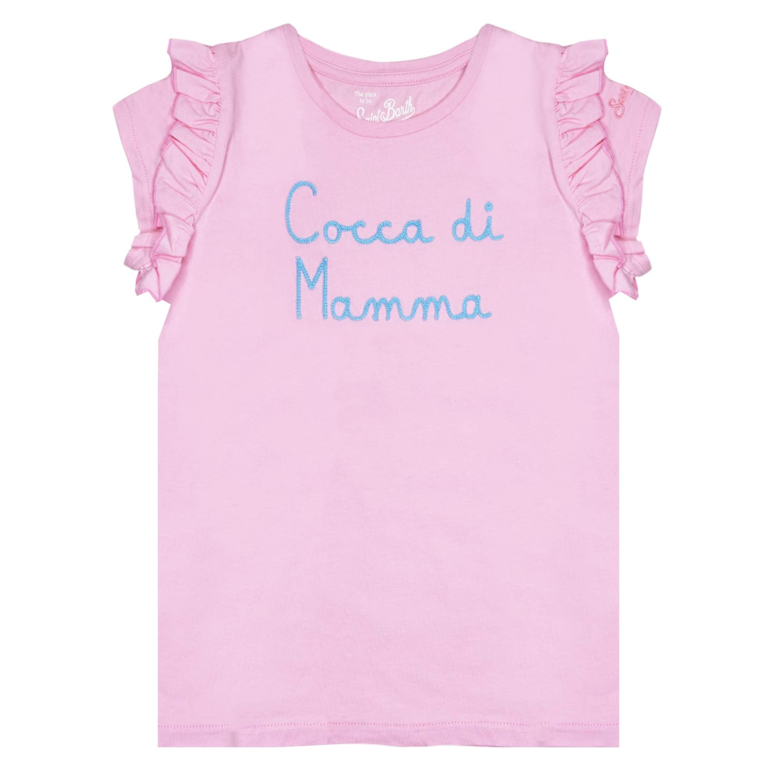 Mc2 Saint Barth Kids' Girl T-shirt With Cocca Di Mamma Embroidery In Pink