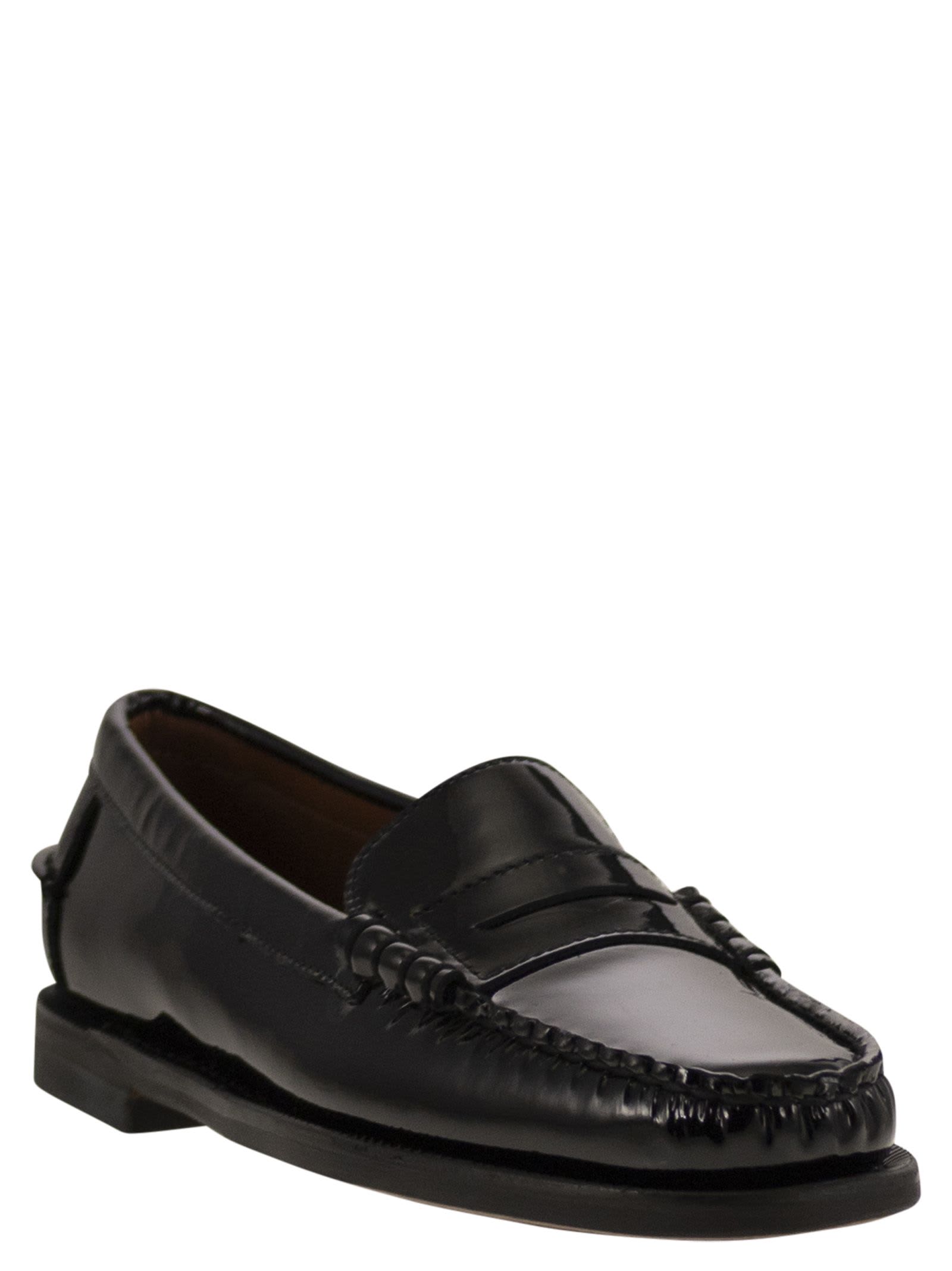 Shop Sebago Classic Dan - Smooth Leather Moccasin In Black