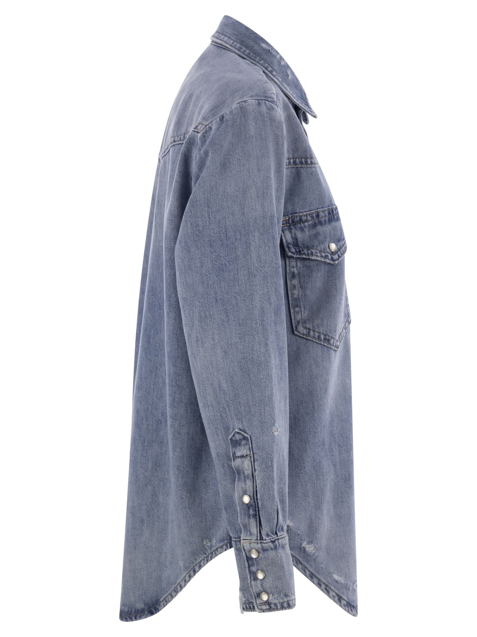 Shop Polo Ralph Lauren Western Shirt In Irregular Denim