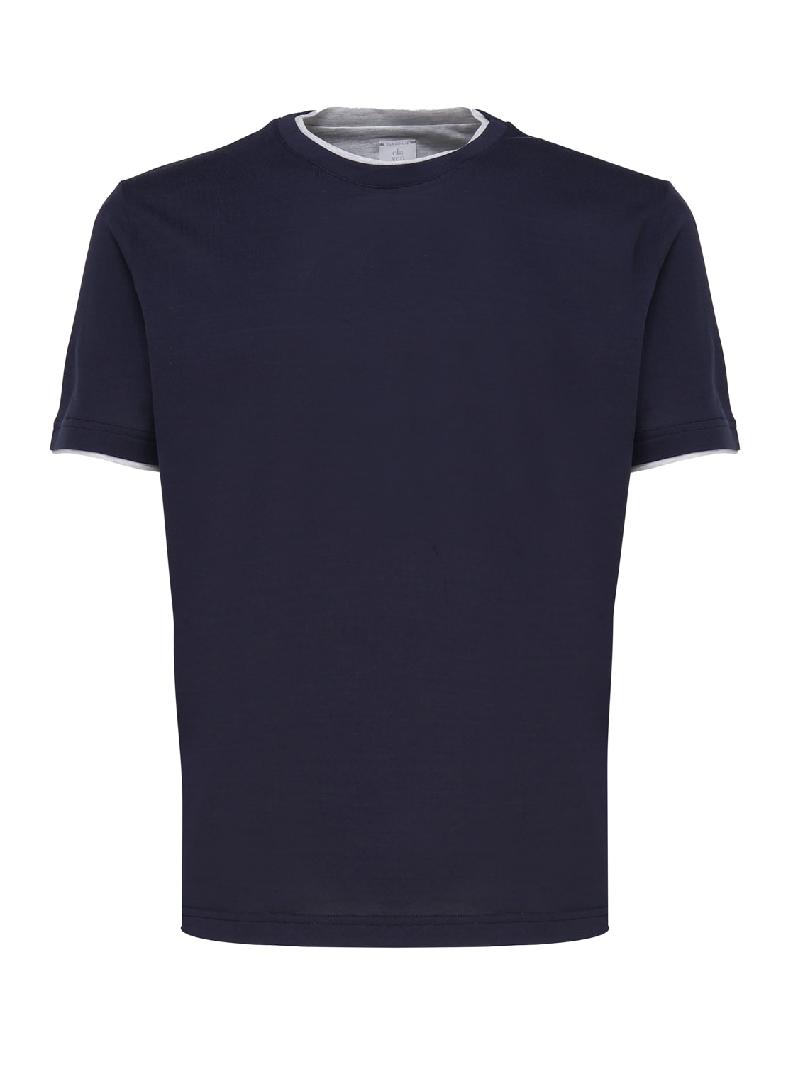Shop Eleventy Crew Neck T-shirt In Blue, Light Gray