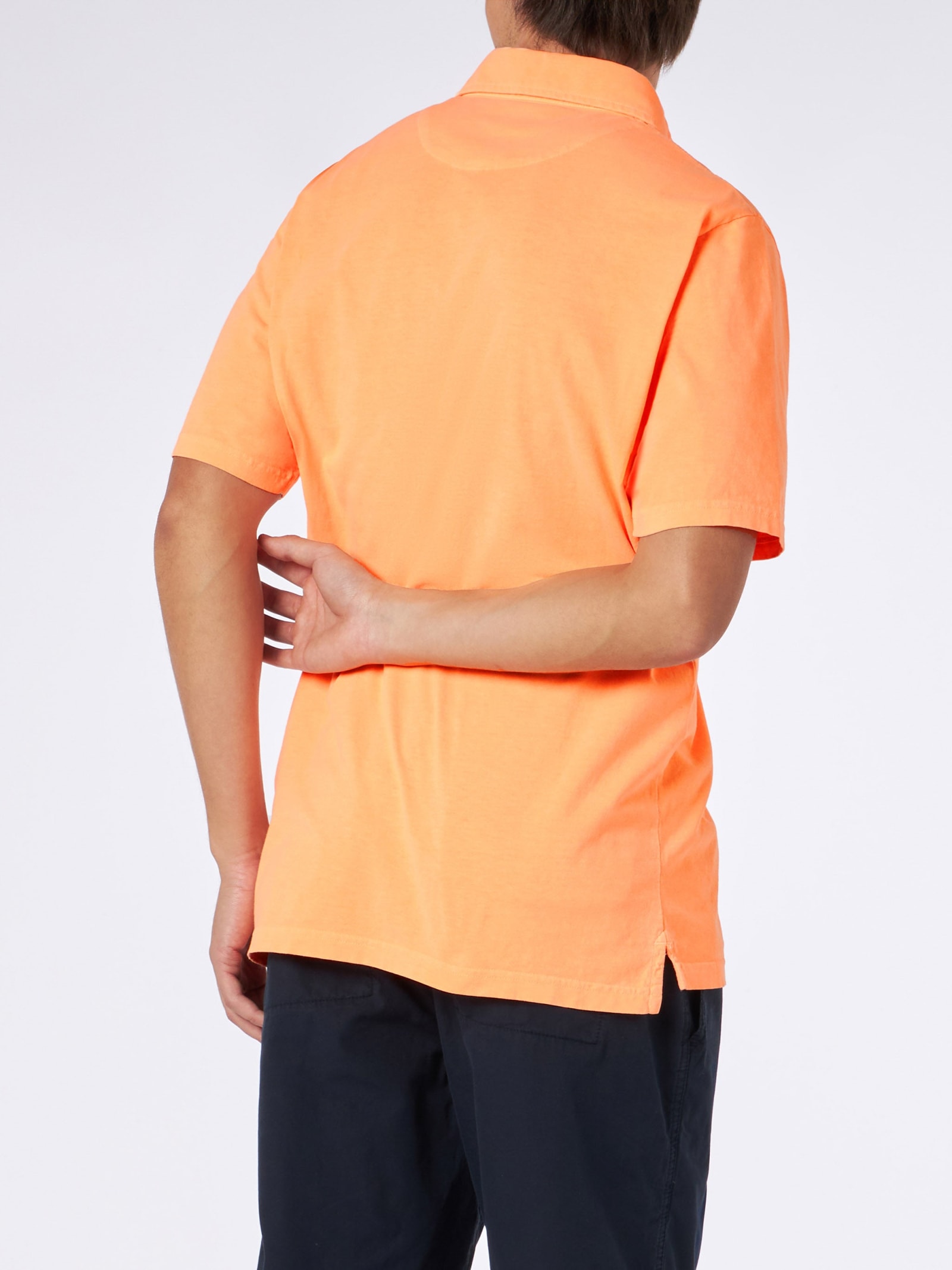 Shop Mc2 Saint Barth Man Orange Cotton Jersey Polo In Fluo