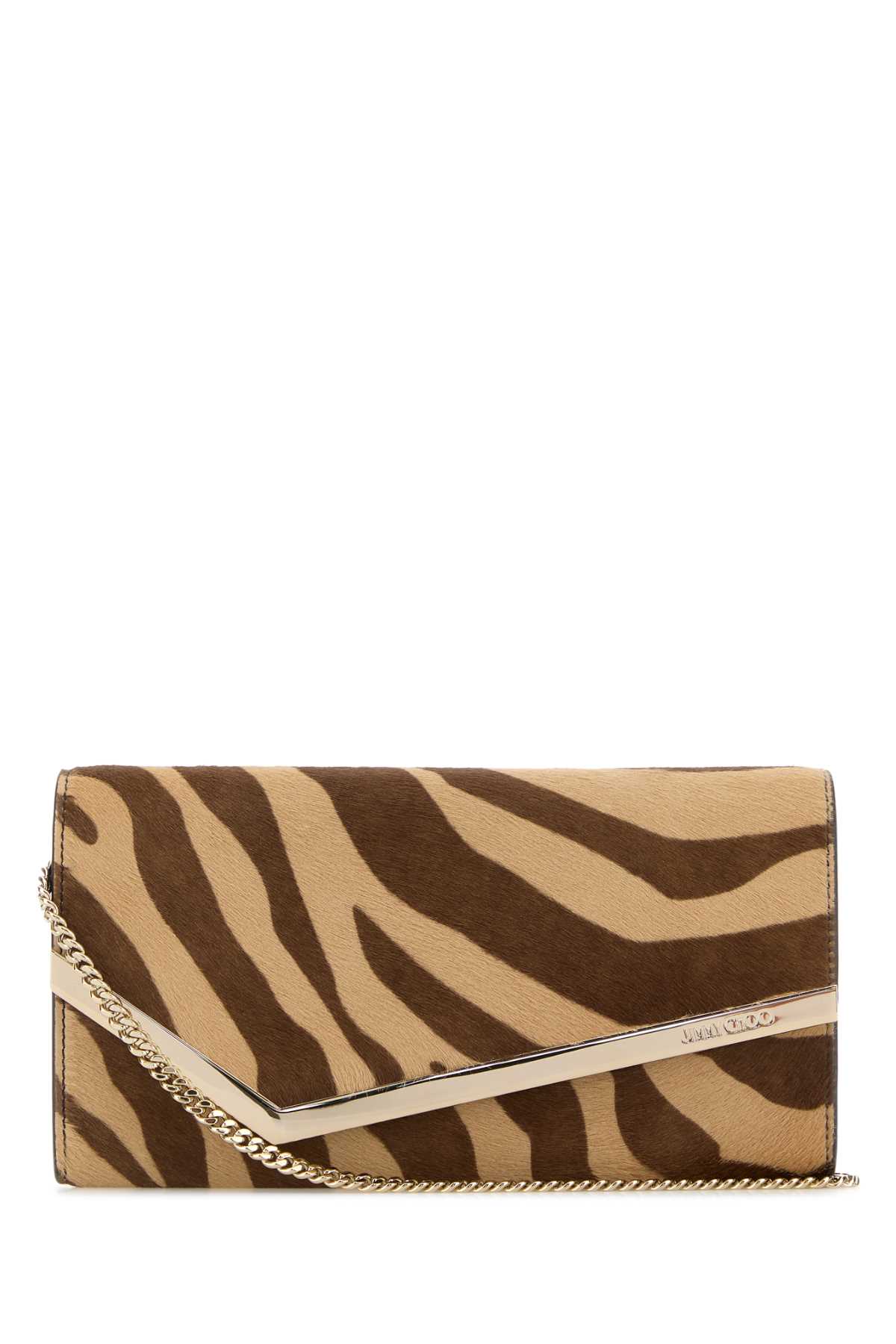 Jimmy Choo Printed Calf Hair Emmie Clutch In White
