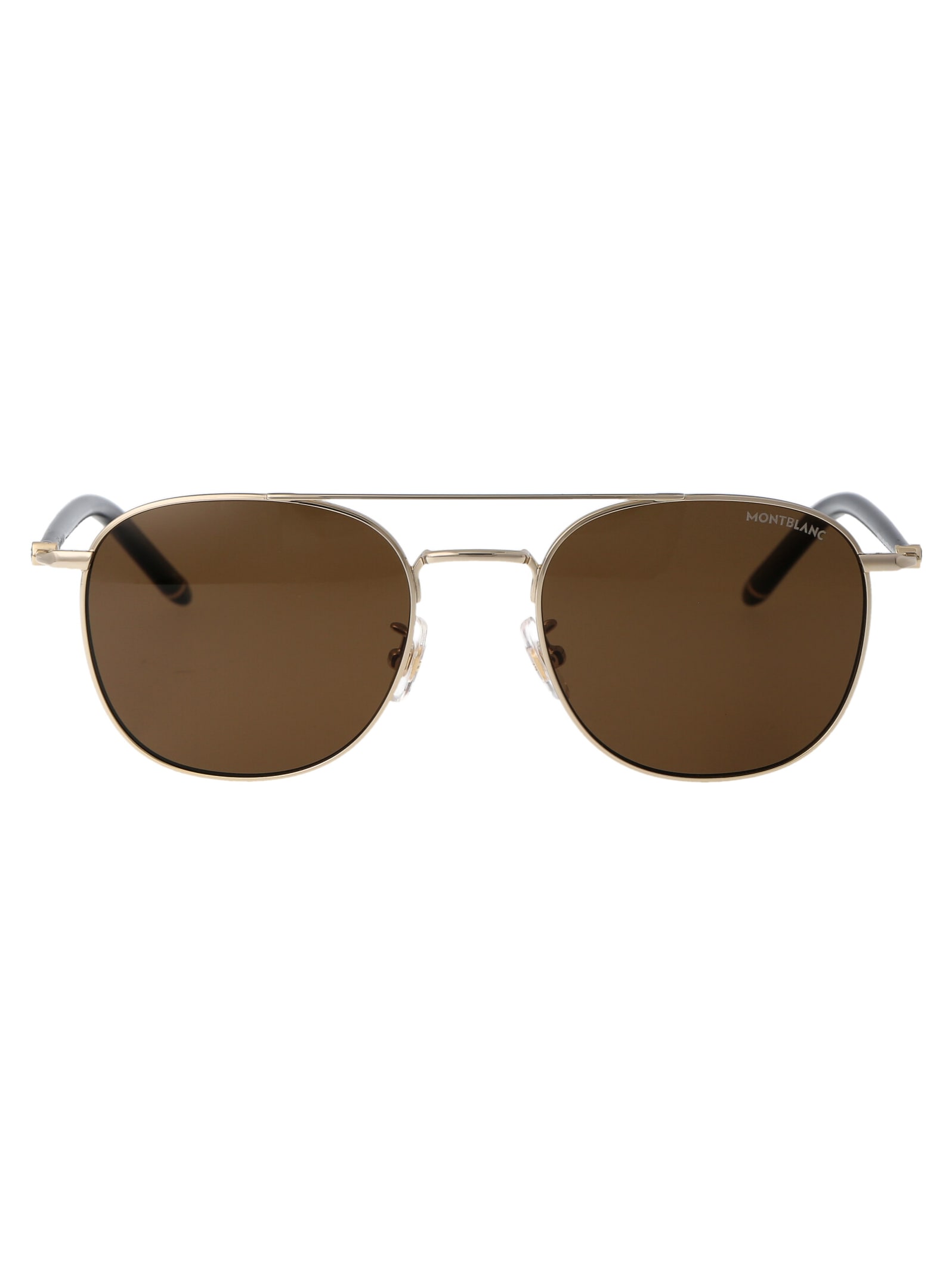 Shop Montblanc Mb0271s Sunglasses In 004 Gold Grey Brown