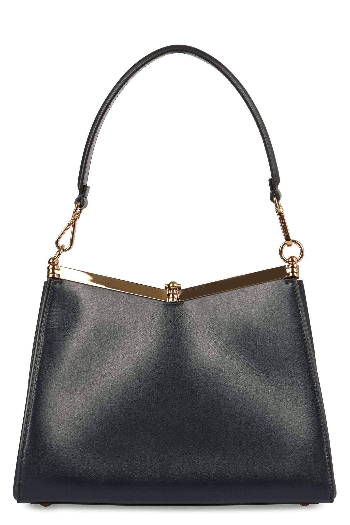 Shop Etro Vela Media Leather Shoulder Bag In Black