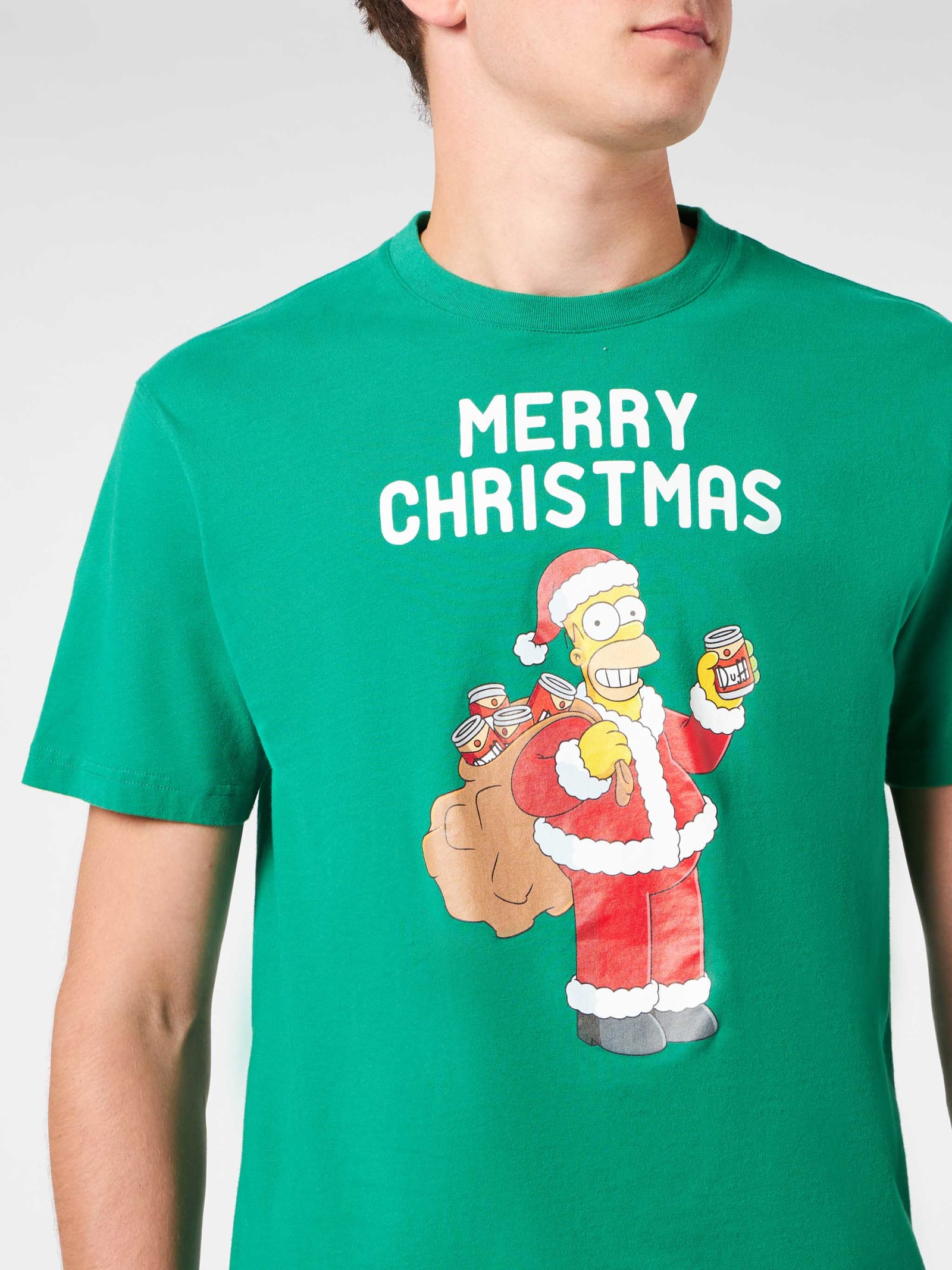 MC2 SAINT BARTH MAN HEAVY COTTON T-SHIRT WITH HOMER SIMPSON MERRY CHRISTMAS PRINT THE SIMPSONS SPECIAL EDITION