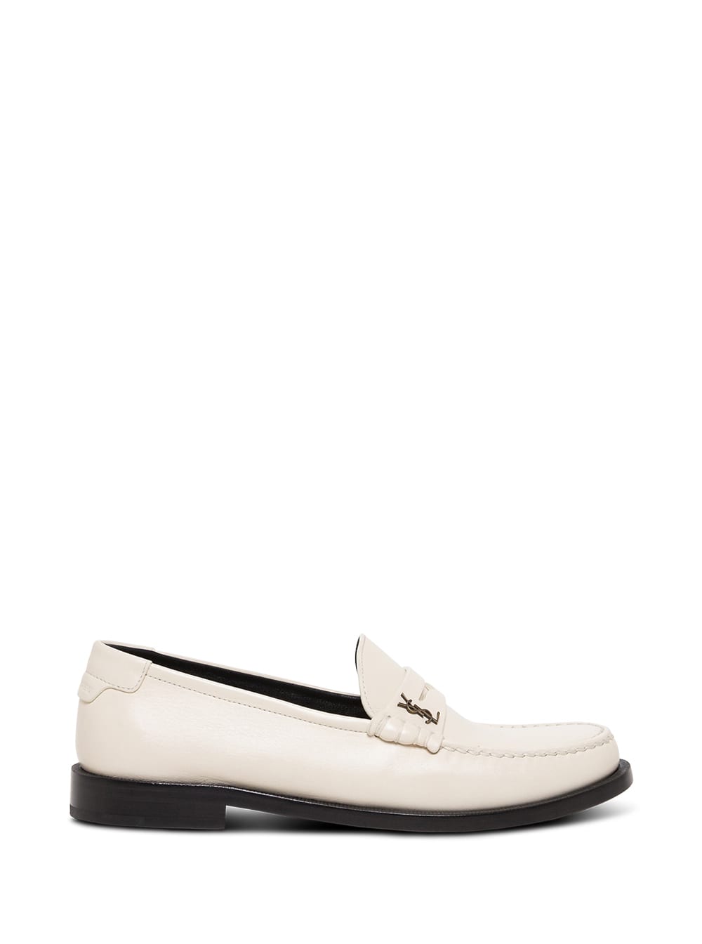 Shop Saint Laurent White Loafers In Leather Woman