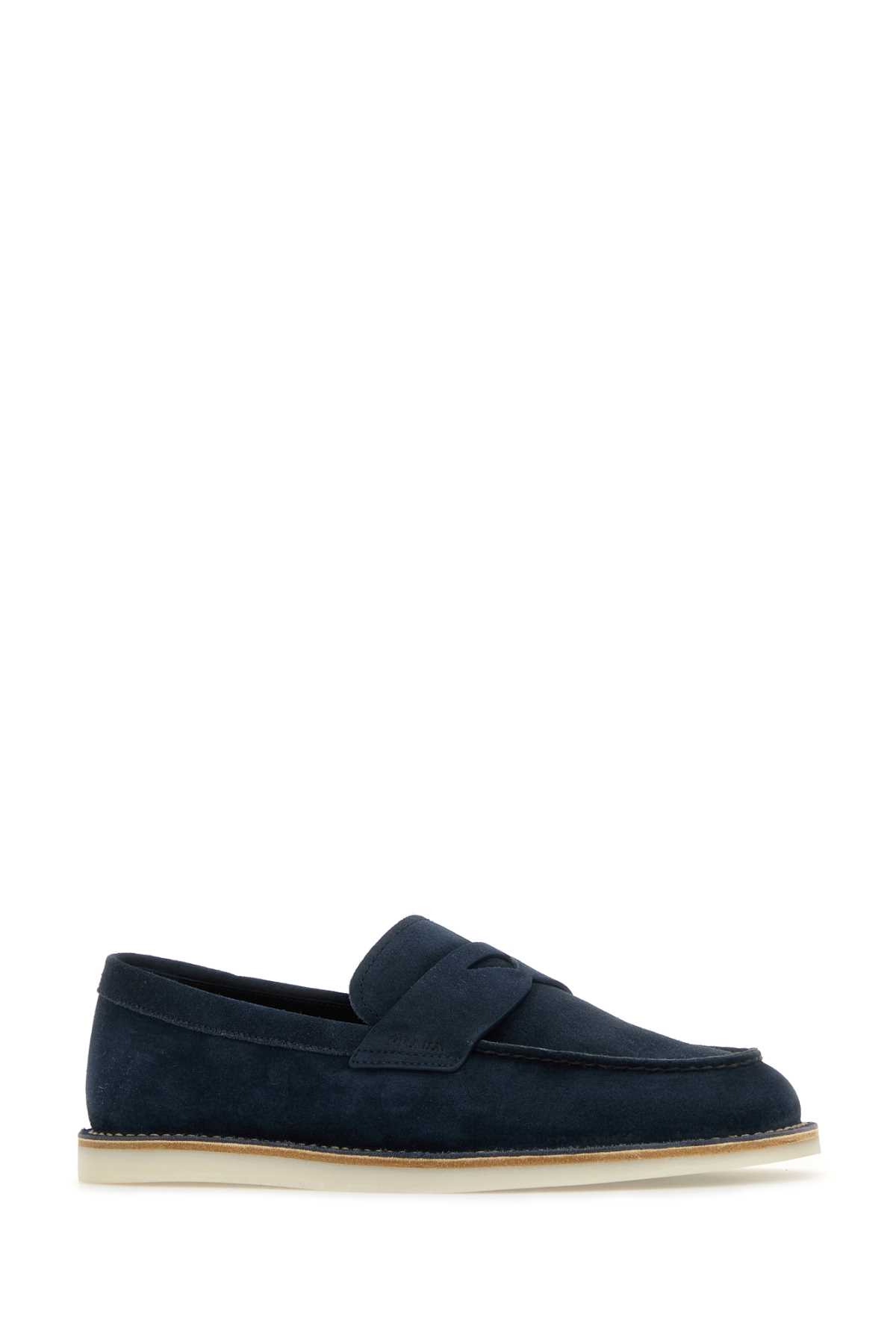 Prada Round Toe Loafers In Blue