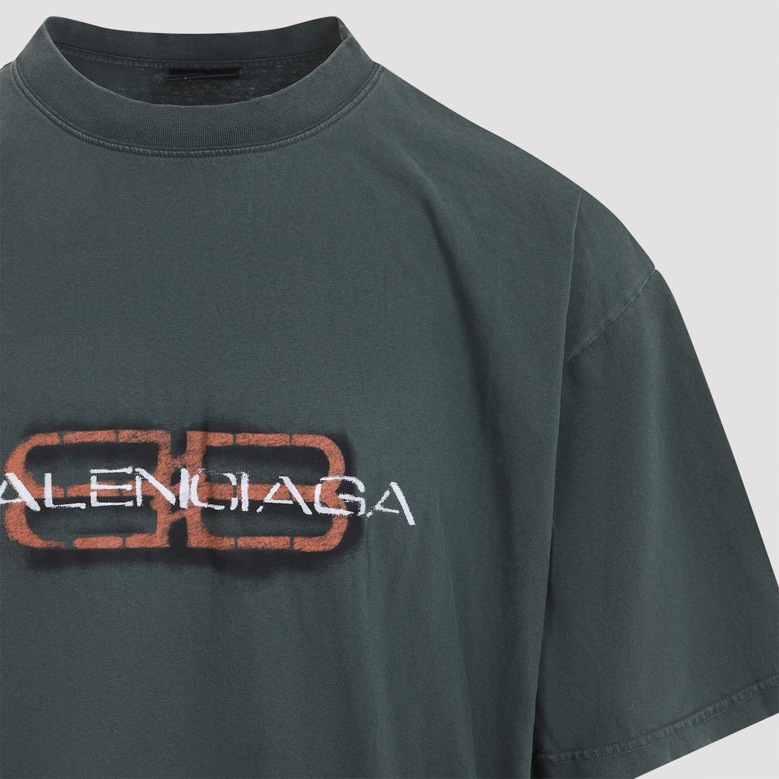 Balenciaga Short Sleeve Graphic Print T-shirt In Green