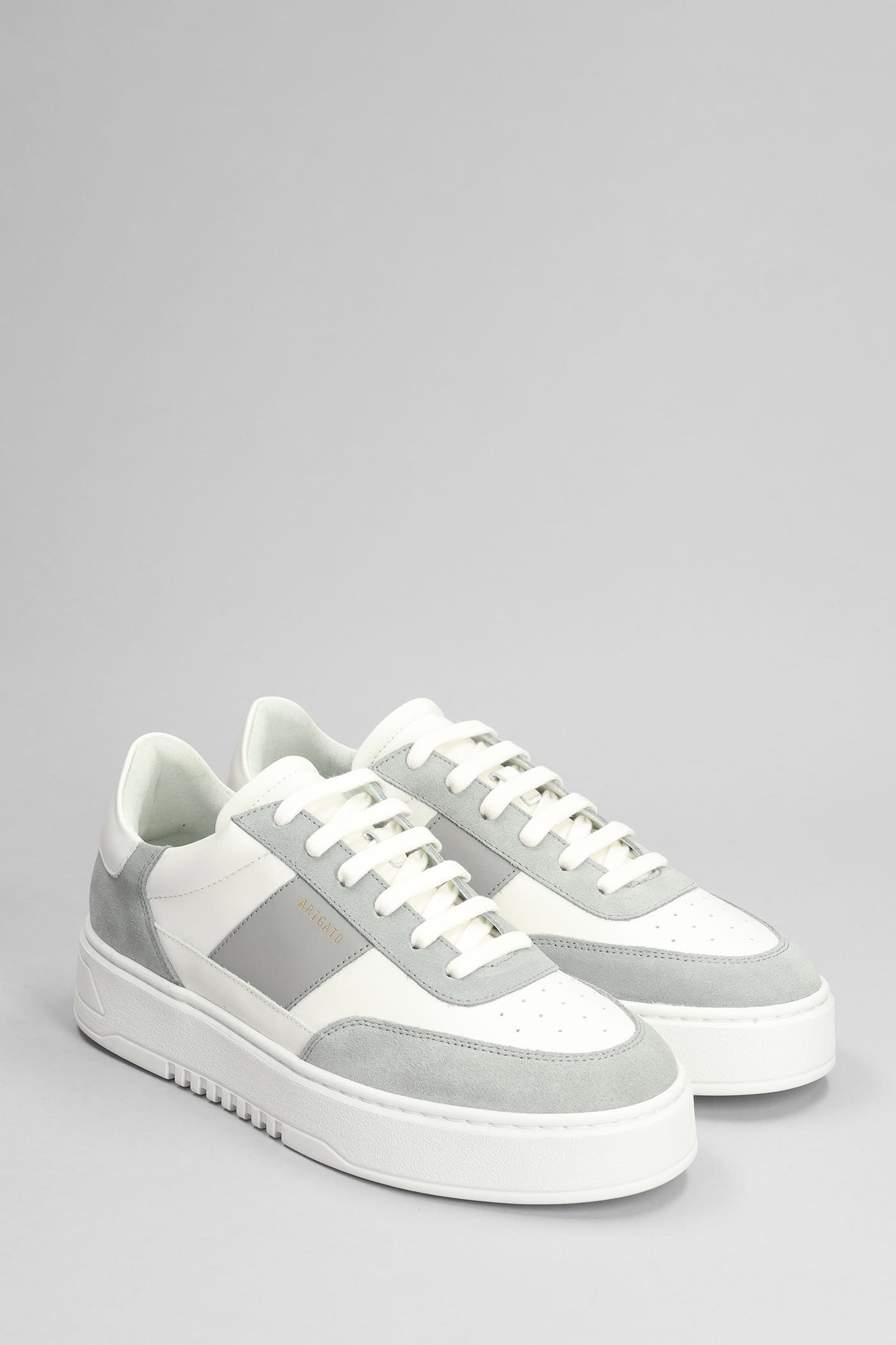 Shop Axel Arigato Orbit Vintage Sneakers In Grey Suede And Leather In Grigio
