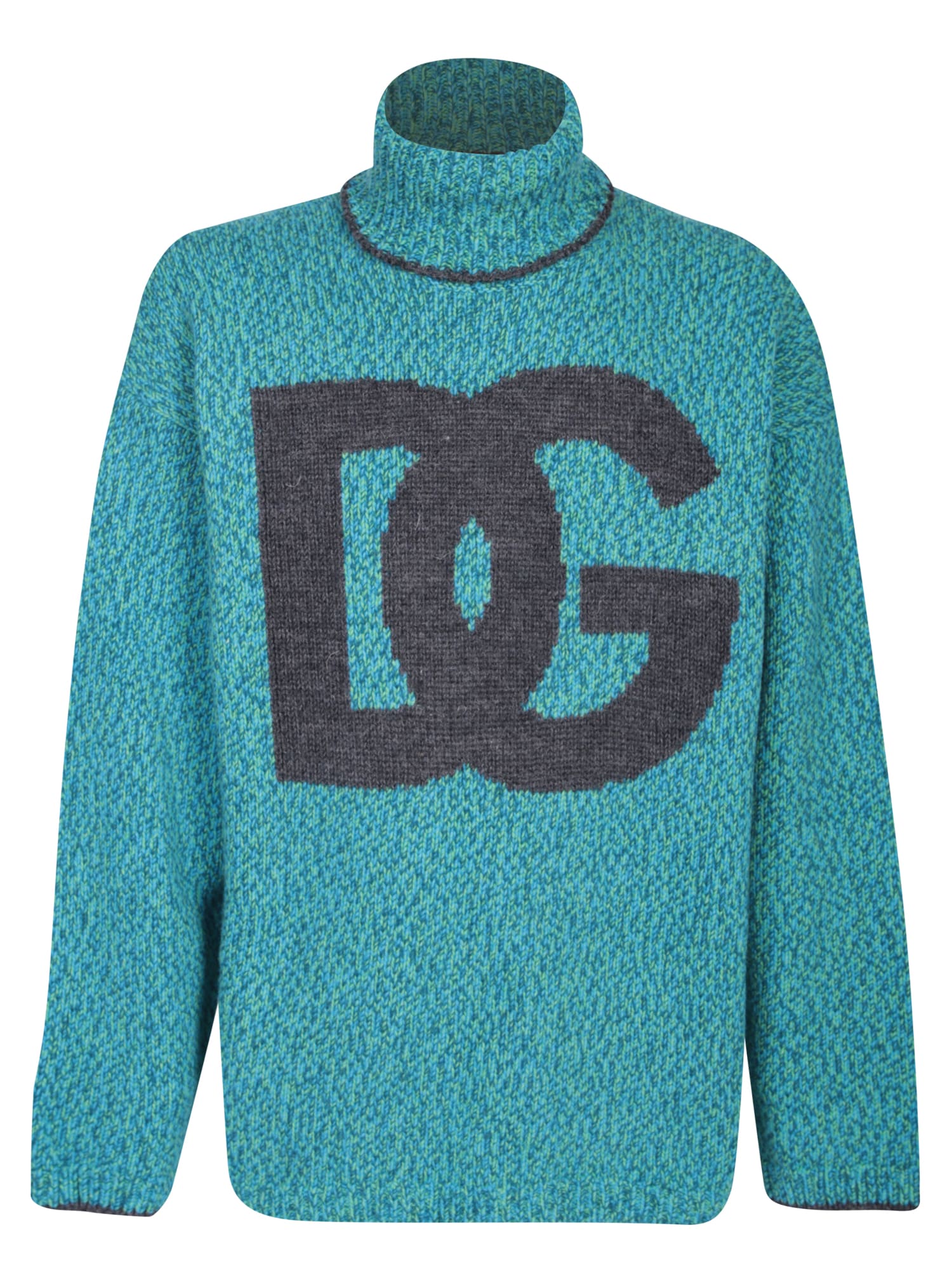 Shop Dolce & Gabbana Intarsia-knit Logo Jumper In Grey