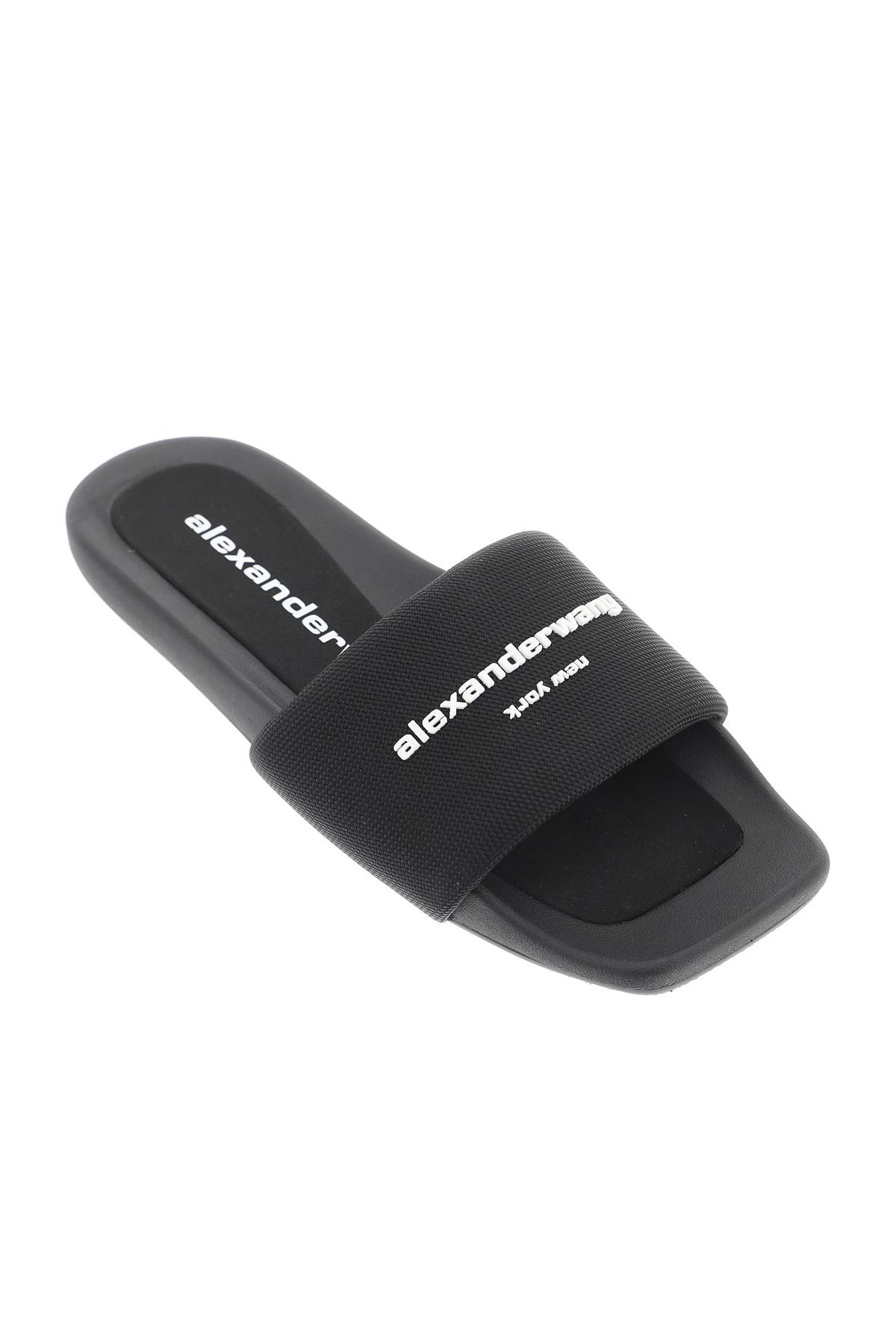 Shop Alexander Wang Logo Strap Slipper With Branded In Black (black)