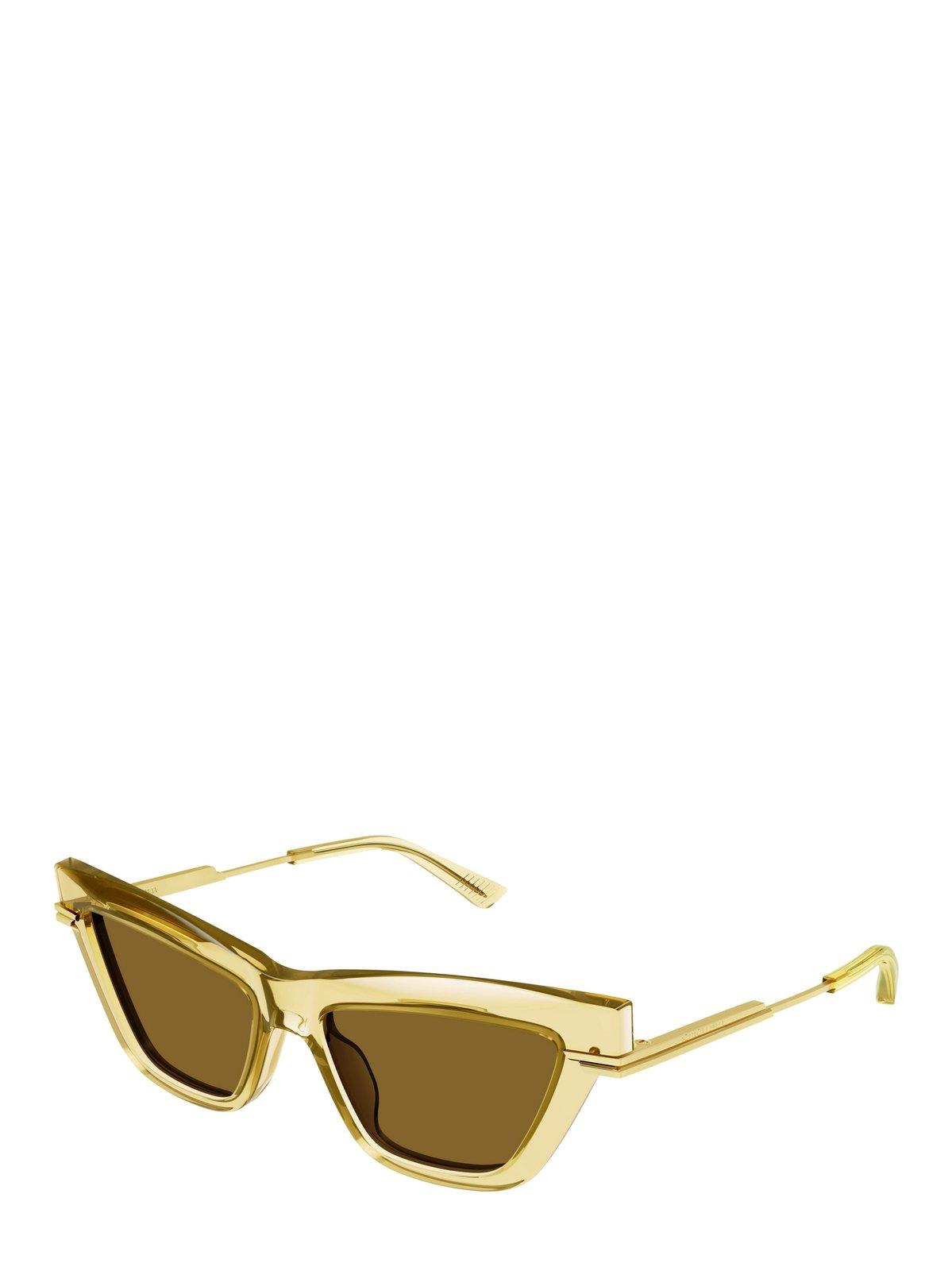 Shop Bottega Veneta Cat-eye Frame Sunglasses Sunglasses In 004 Yellow Gold Yellow