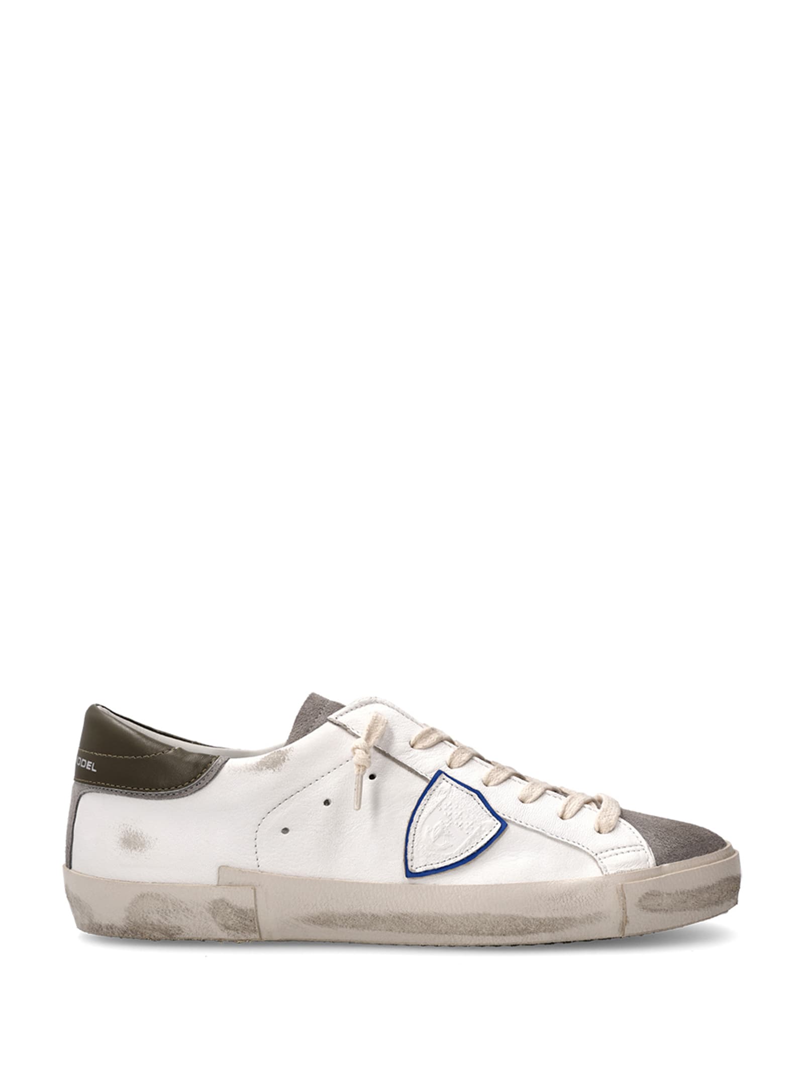 Shop Philippe Model Mens Sneaker Prsx Low White Anthracite In Vintage Mixage Blanc Anthracit