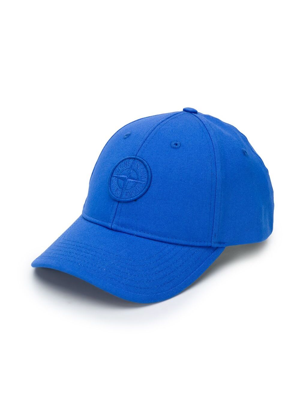 Stone Island Junior Bluette Cotton Hat With Logo