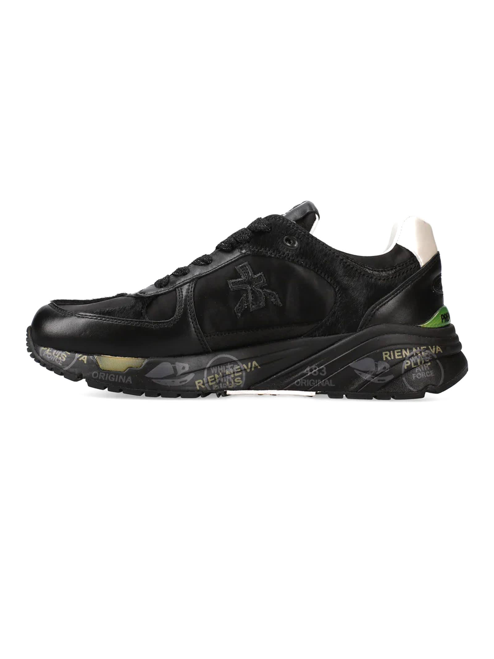 Shop Premiata Black Leather Mase Sneakers