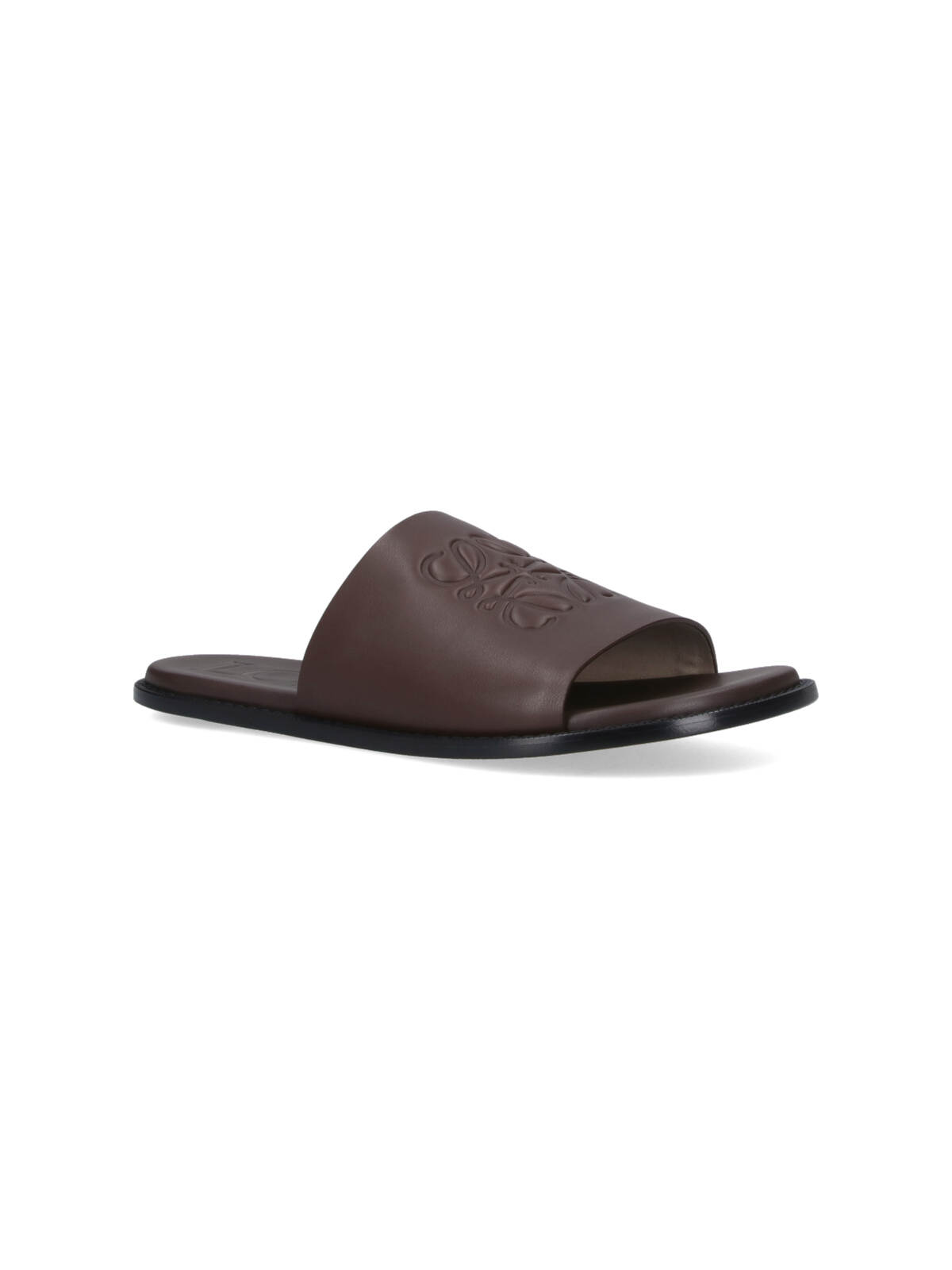 Loewe Flex Anagram Leather Slides In Brown