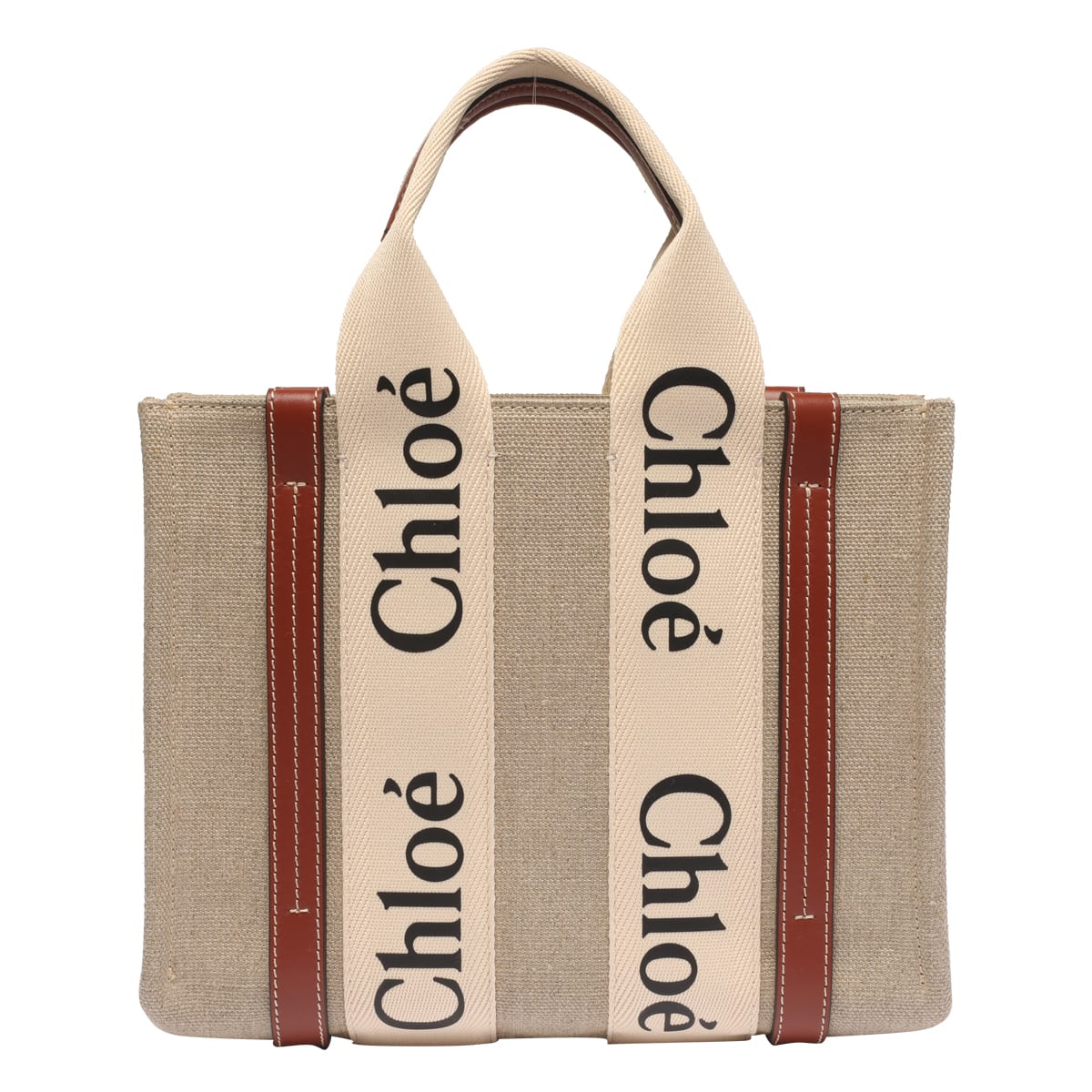 Shop Chloé Small Woody Hand Bag In Beige