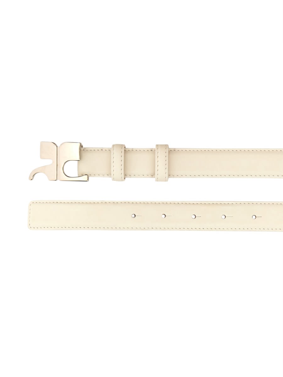 Shop Courrèges Leather Ac Belt In White