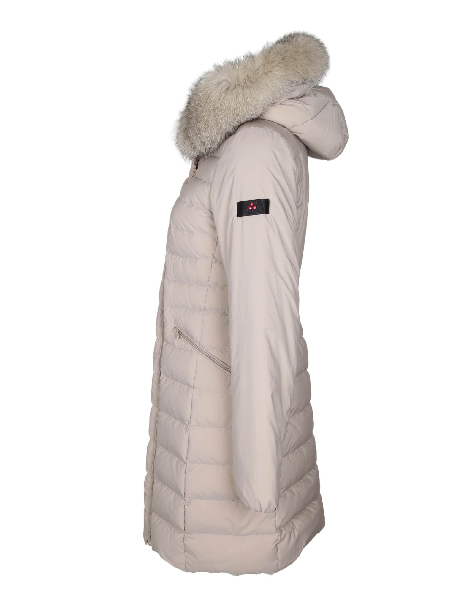 Shop Peuterey Slim Seriola Down Jacket ml 04 Fur In Nylon Beige Color