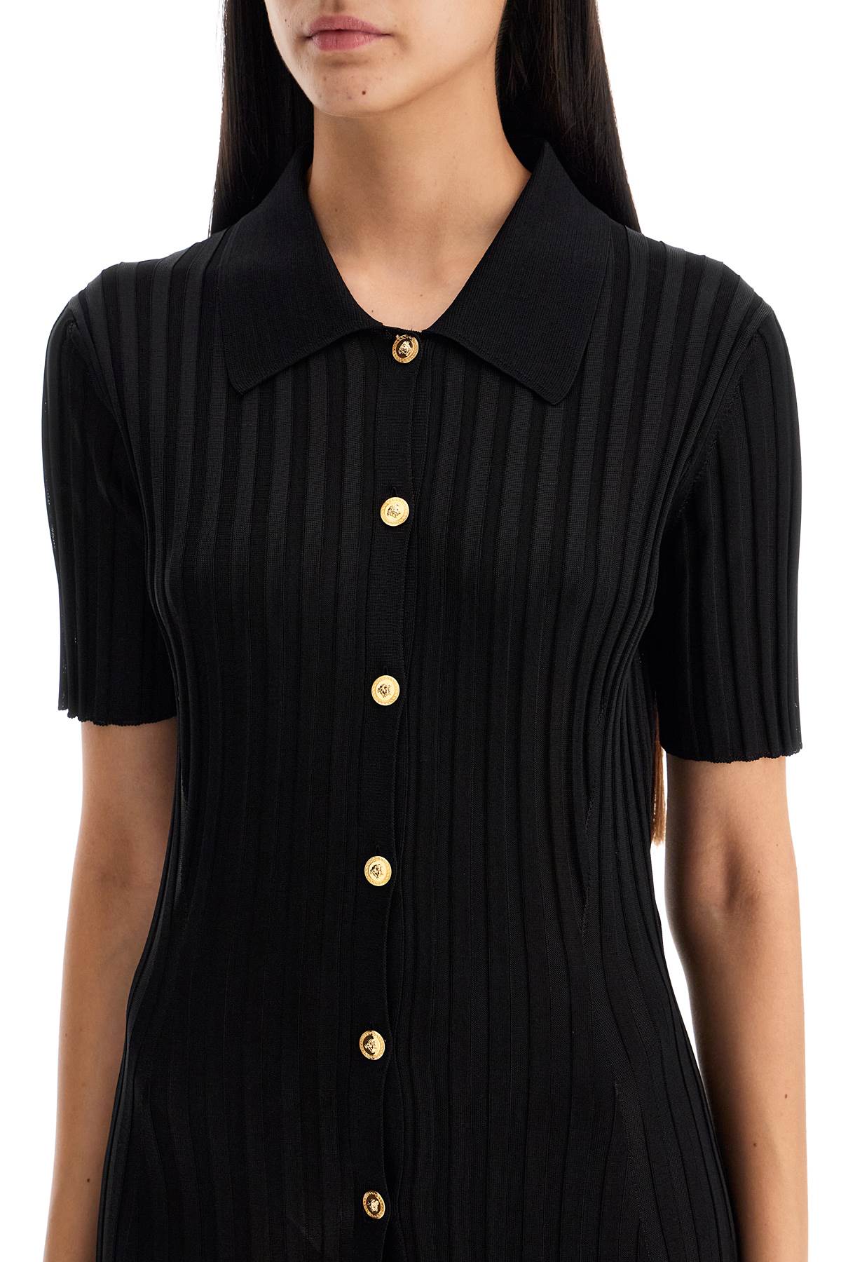 Shop Versace Knitted Blouse Shirt In Black (black)