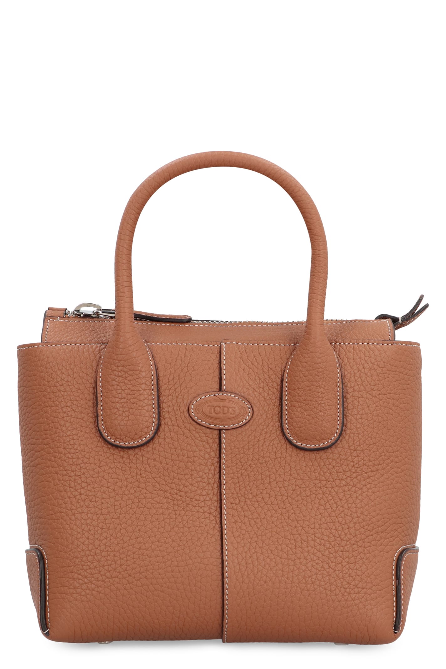 Shop Tod's Tods Di Smooth Leather Tote Bag In Saddle Brown