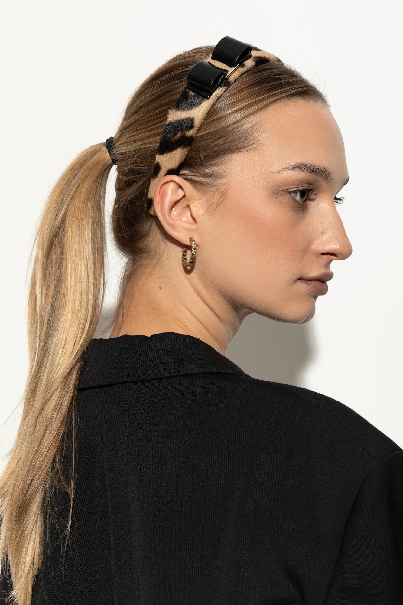 Ferragamo New Bara Plate Leopard Print Headband In Neutral