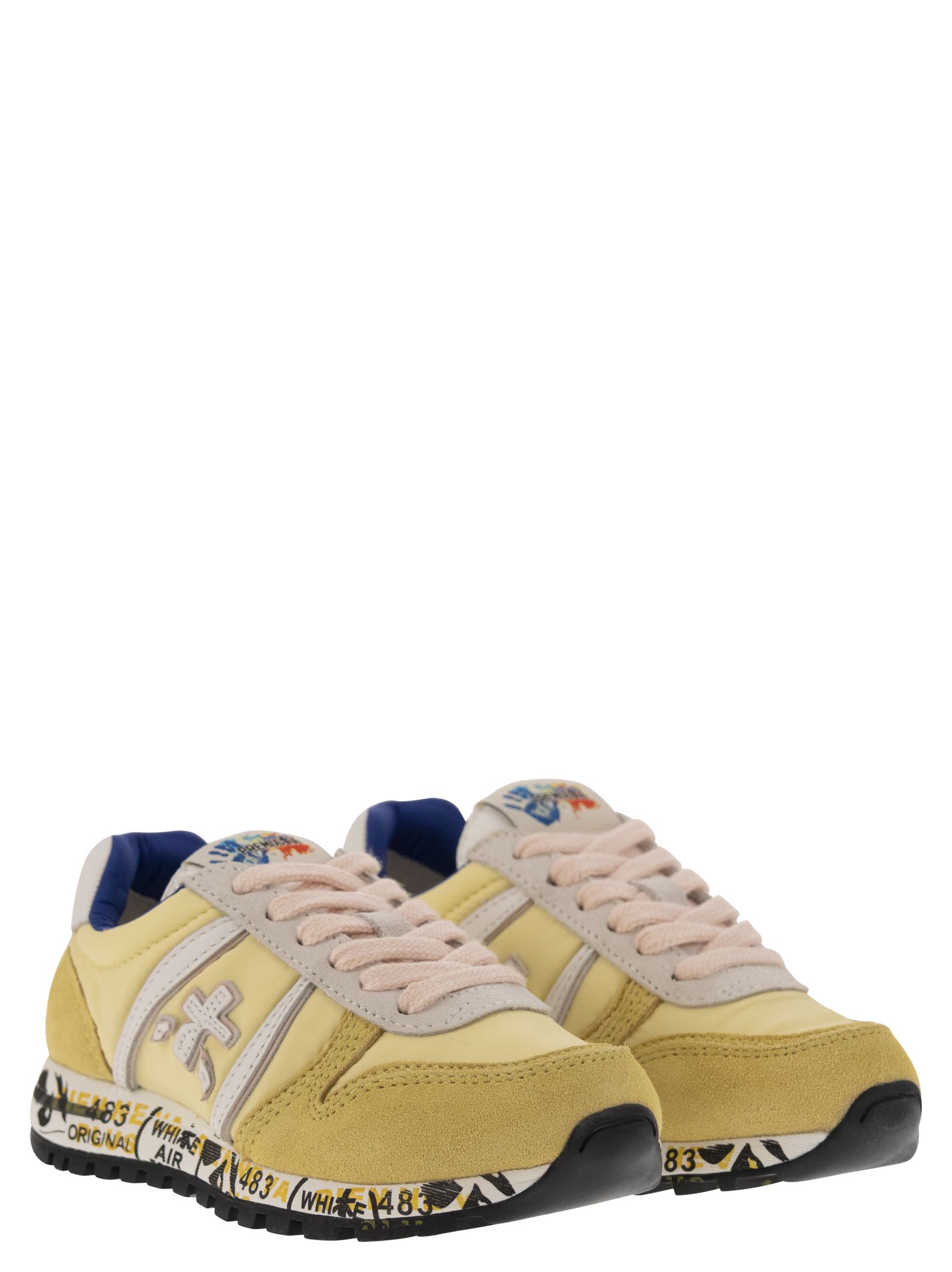 Shop Premiata Sky - Suede And Nylon Trainers In Yellow