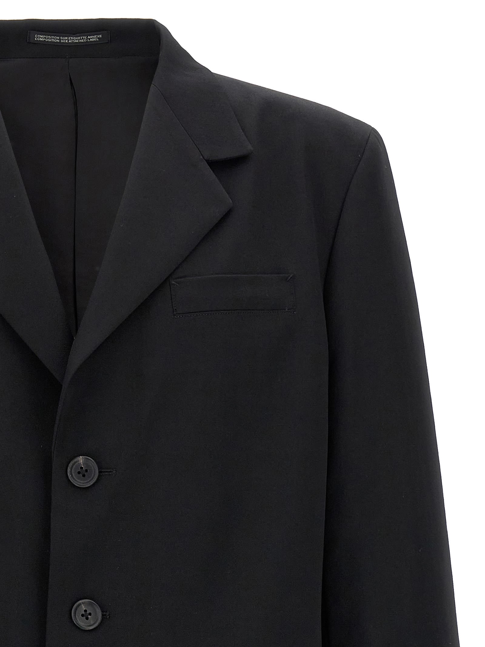 Yohji Yamamoto Single-breasted Blazer With Back Opening In Black