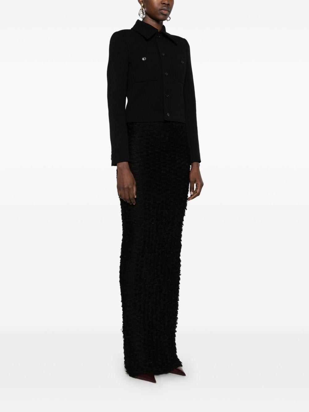 Saint Laurent Buttoned Jacket In Black