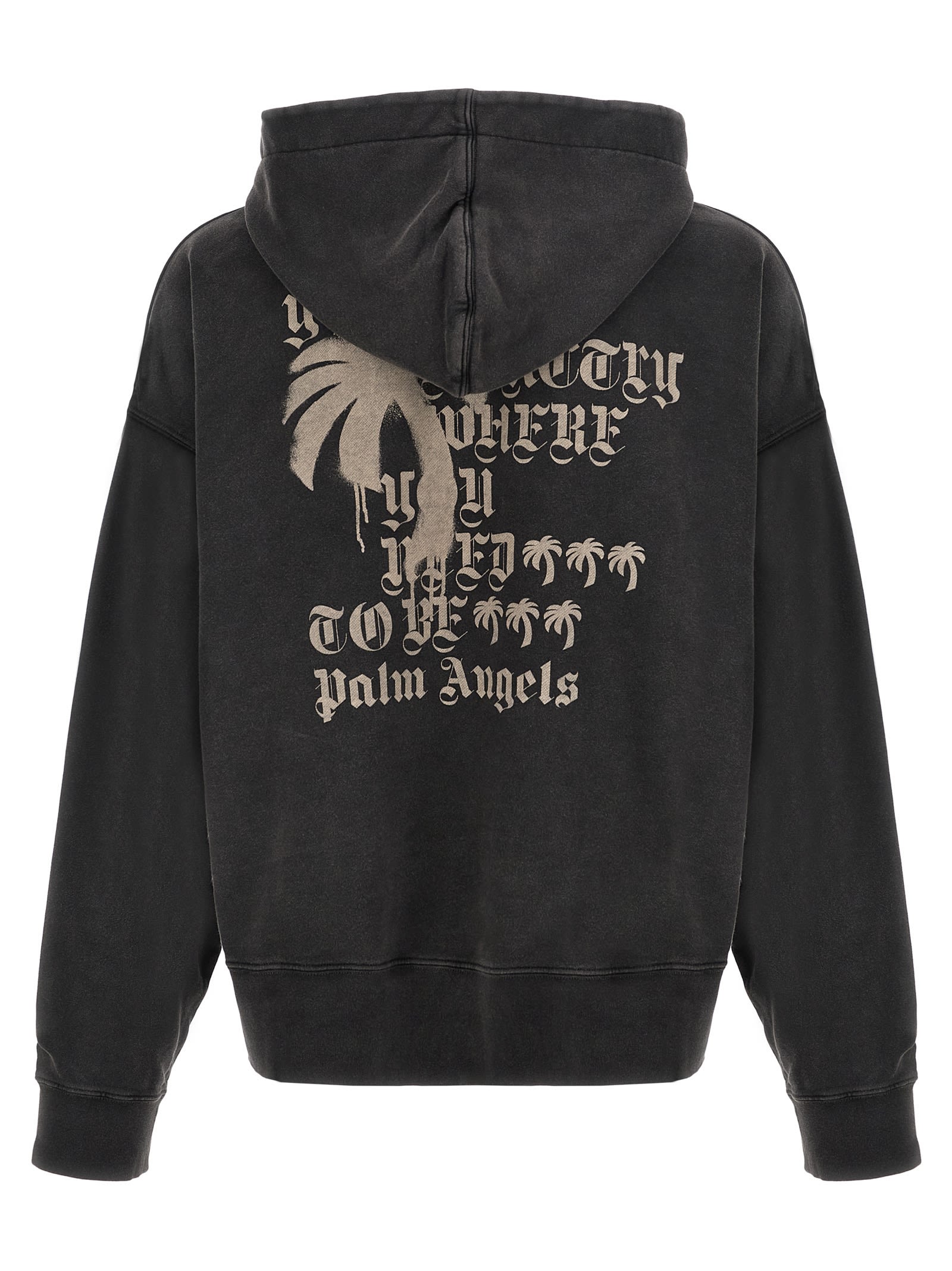 Shop Palm Angels Statement Monogram Hoodie In Black