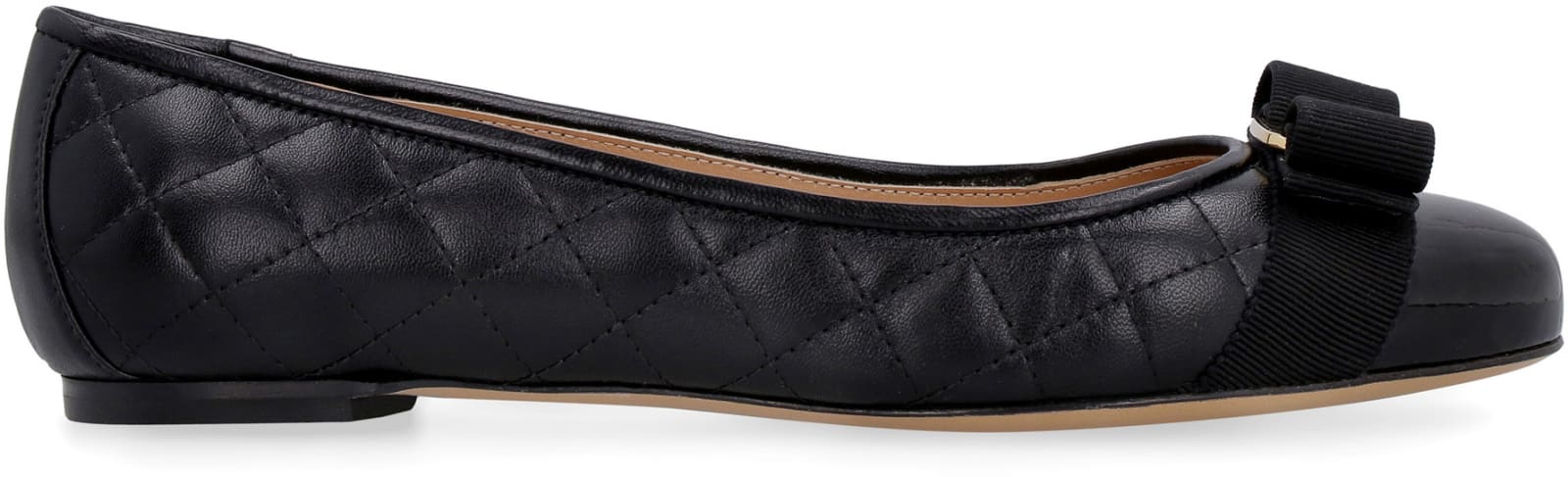 Shop Ferragamo Salvatore Varina Quilted Leather Ballet Flats In Black