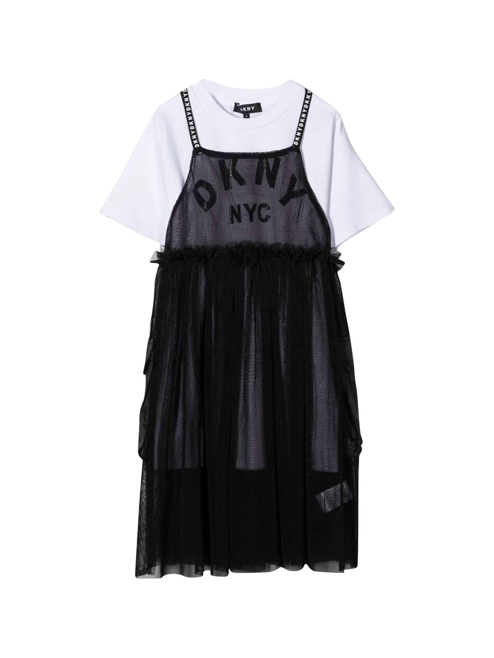 DKNY Black And White Teen Dress