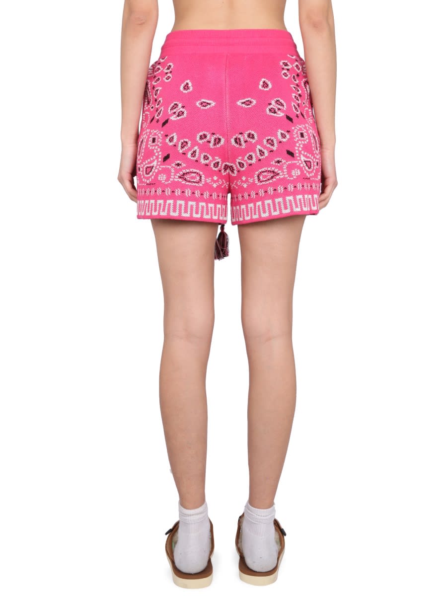 Alanui Bandana Print Drawstring Waist Shorts In Pink