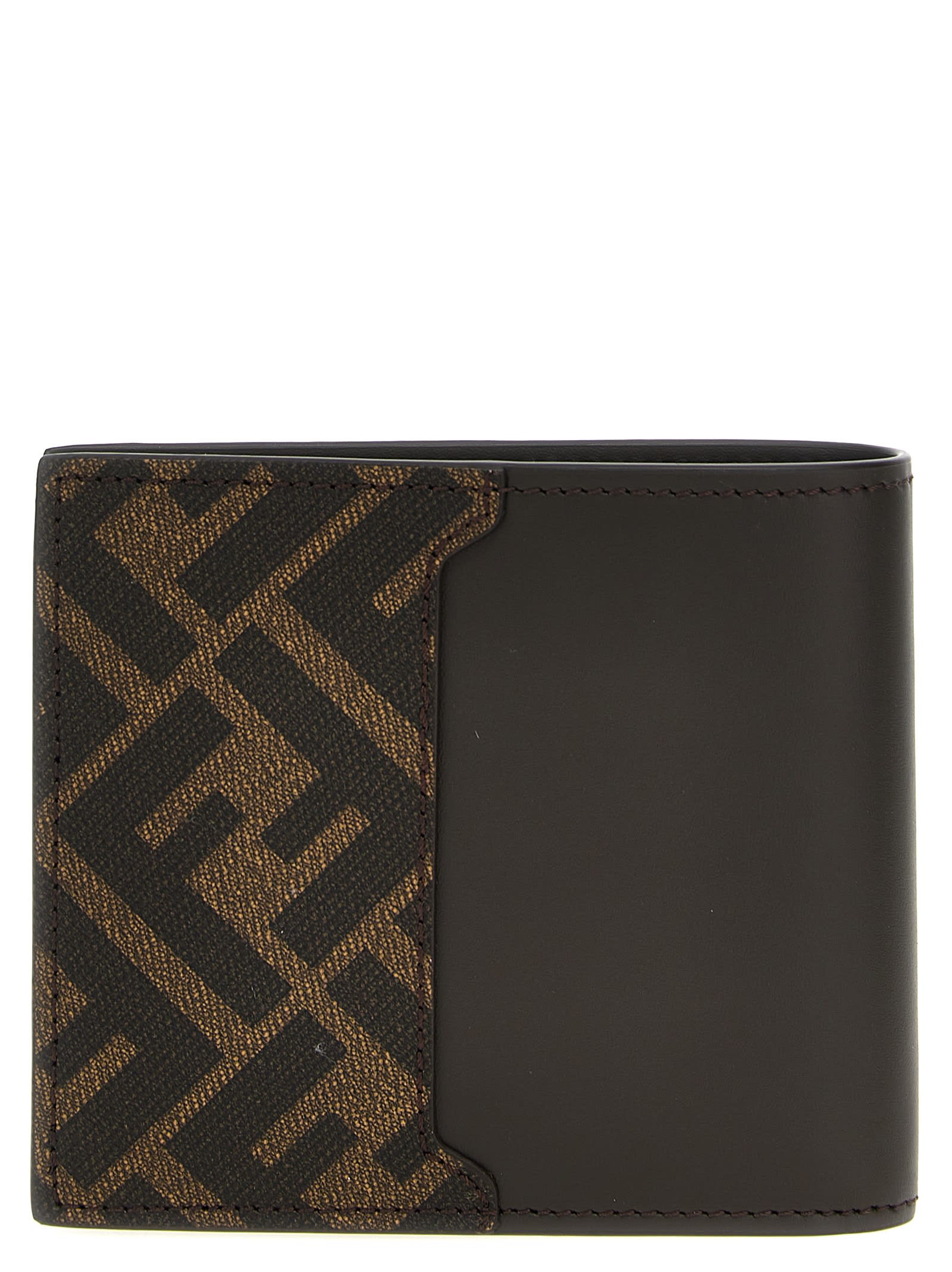 Shop Fendi Bifold Ff Wallet In Brown