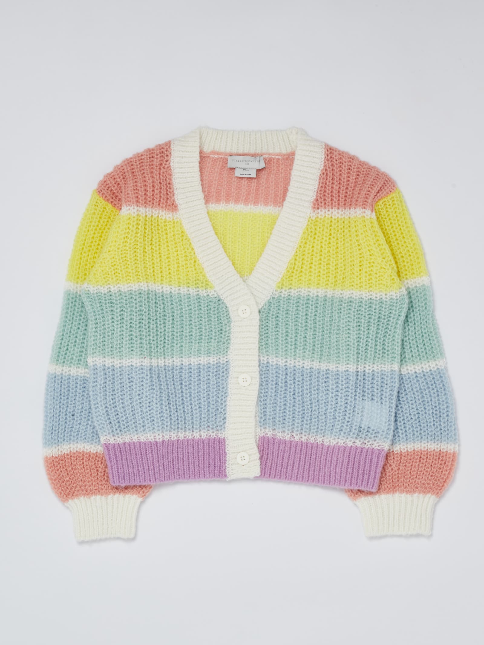 Stella Mccartney Striped Recycled Poly Knit Cardigan In Multicolor