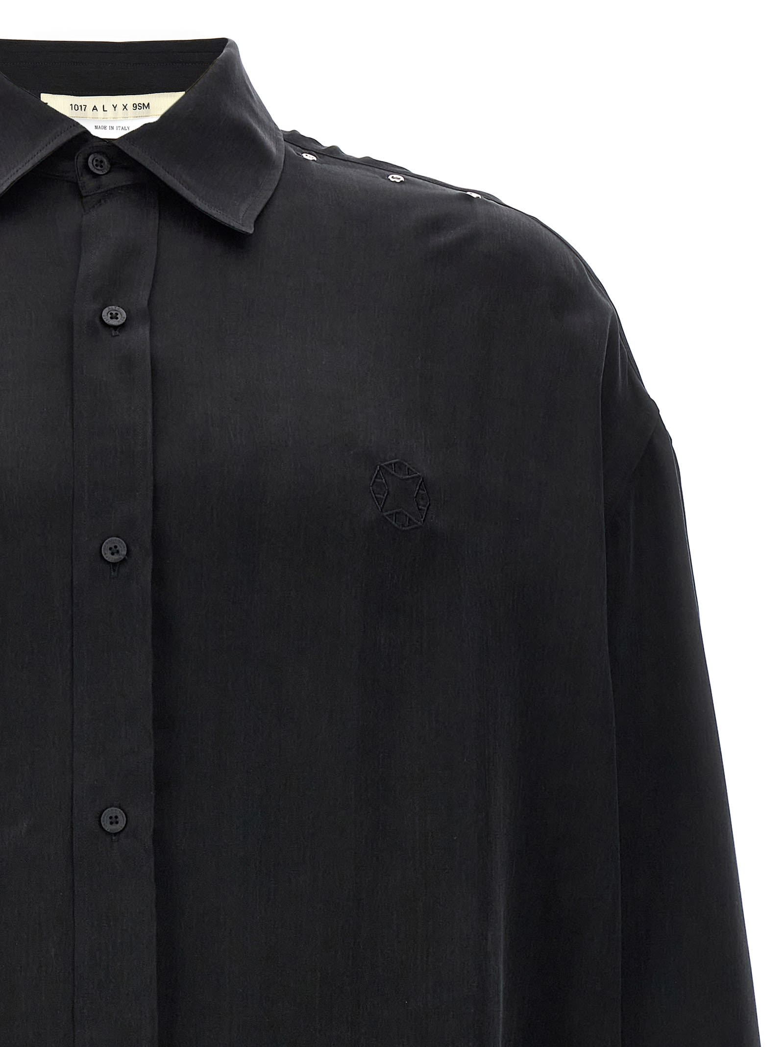 Shop Alyx Logo Embroidery Cupro Shirt In Black