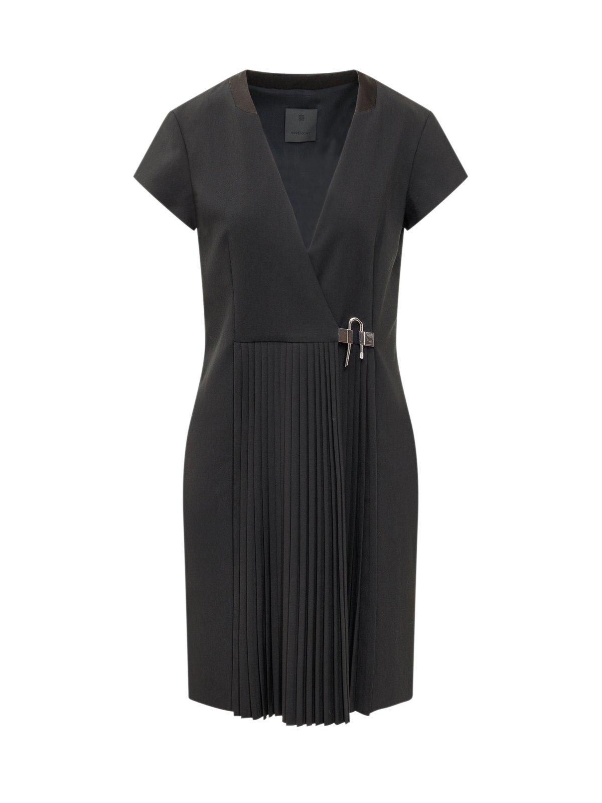 Givenchy Wrap Wool-blend Mini Dress In Black | ModeSens